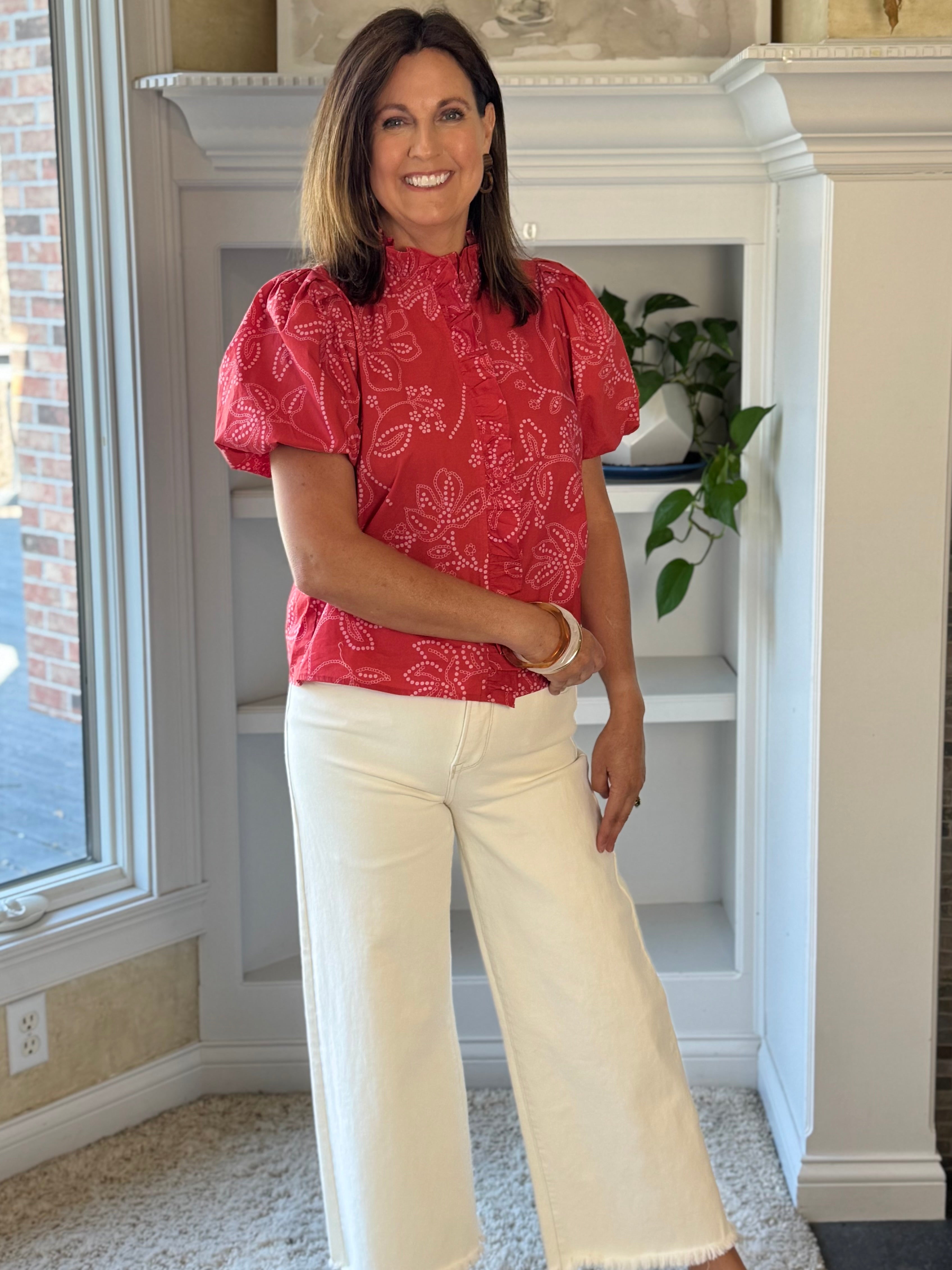 Flourish Print Blouse - Red