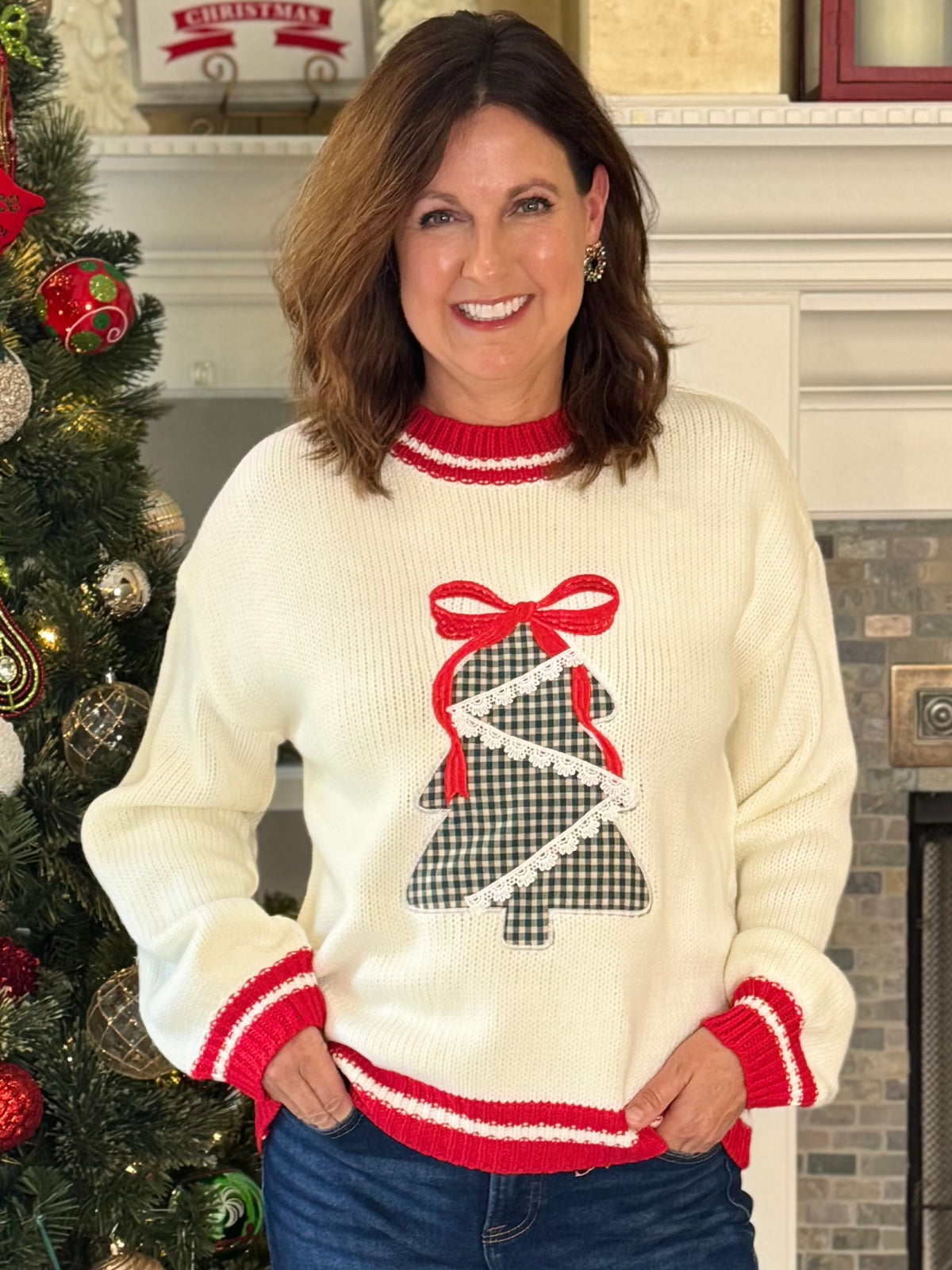 Touch of Gingham Festive Sweater