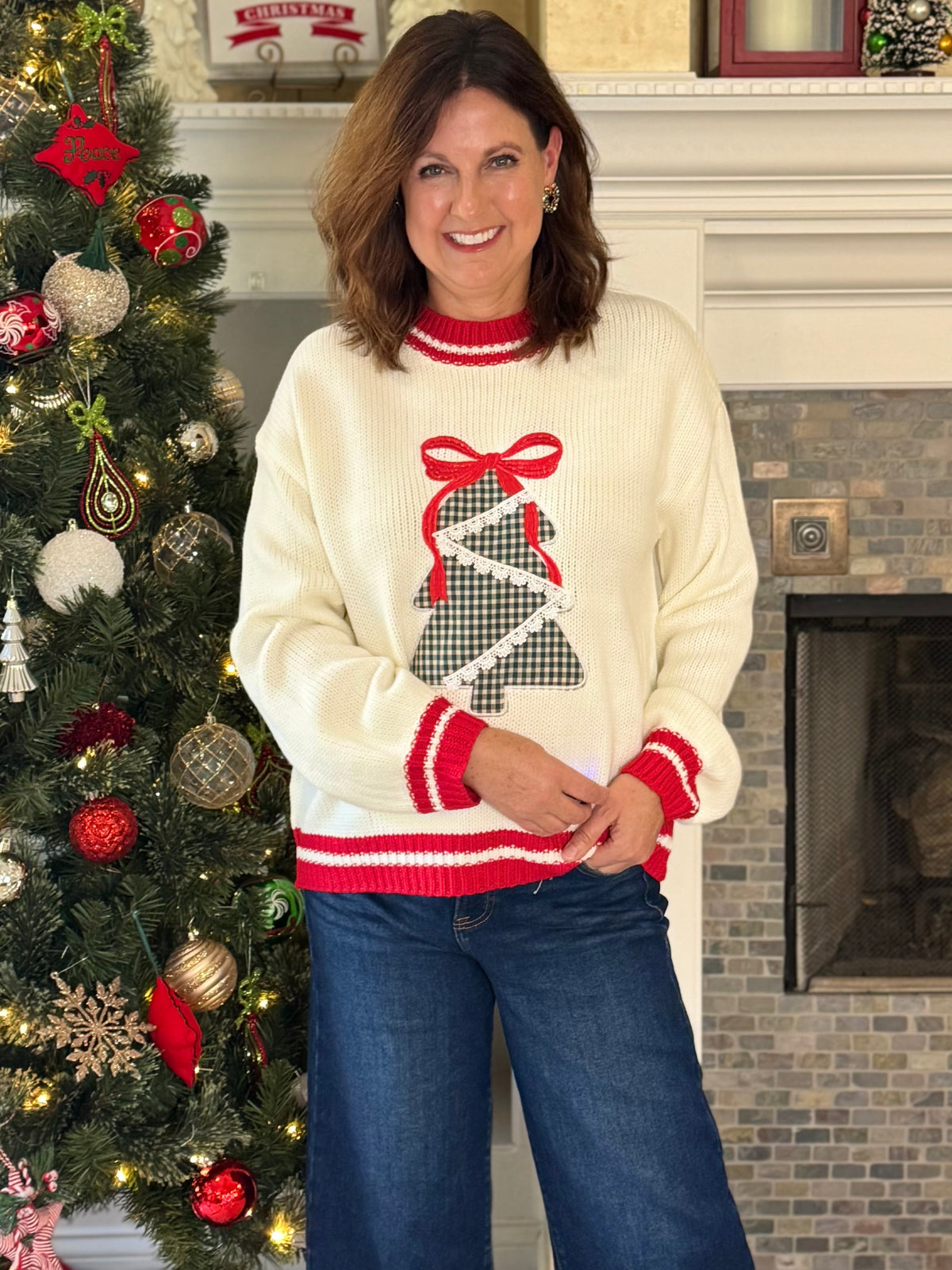 Touch of Gingham Festive Sweater