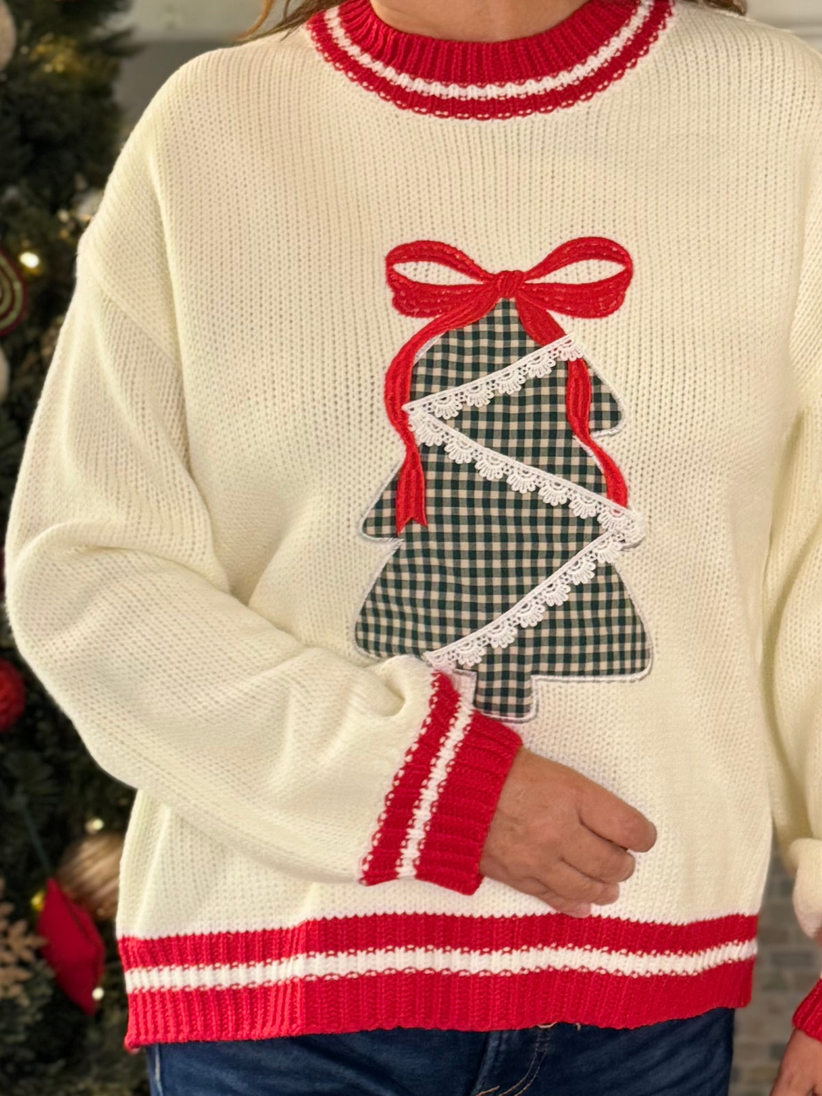 Touch of Gingham Festive Sweater