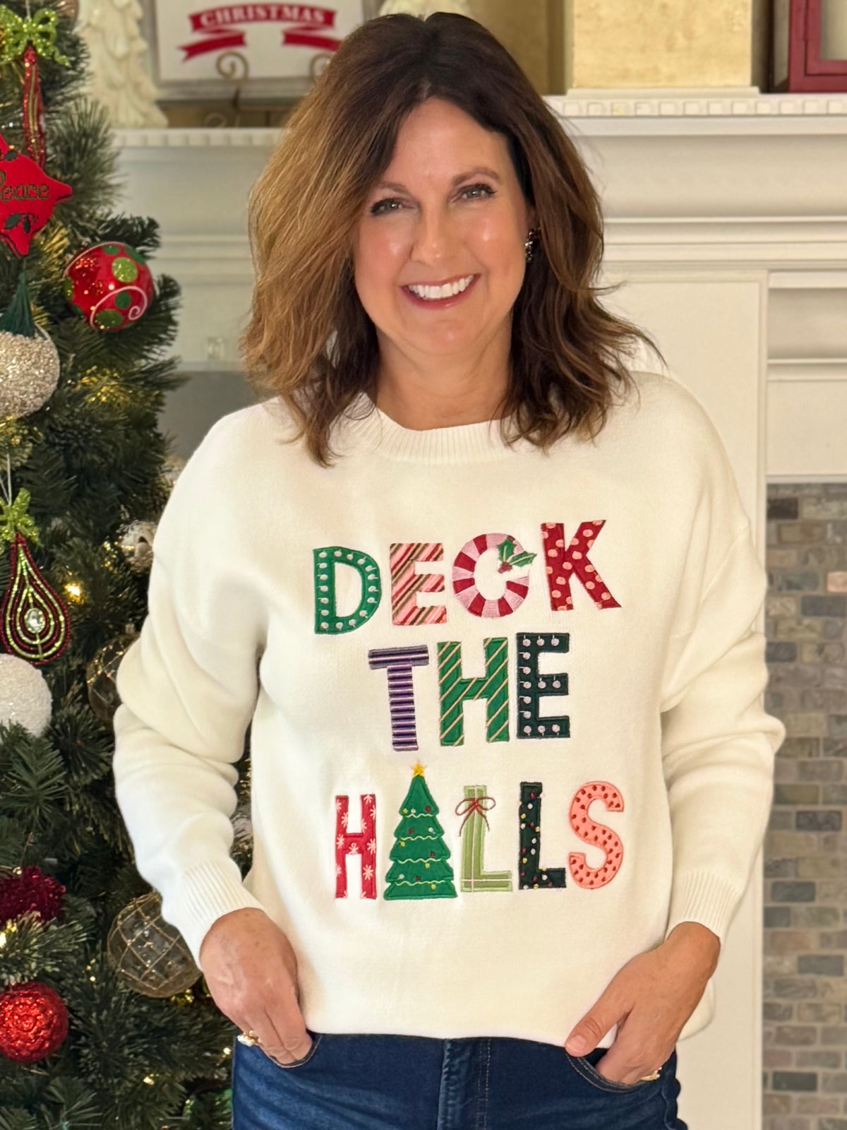 Deck the Halls Holiday Sweater – Ivory