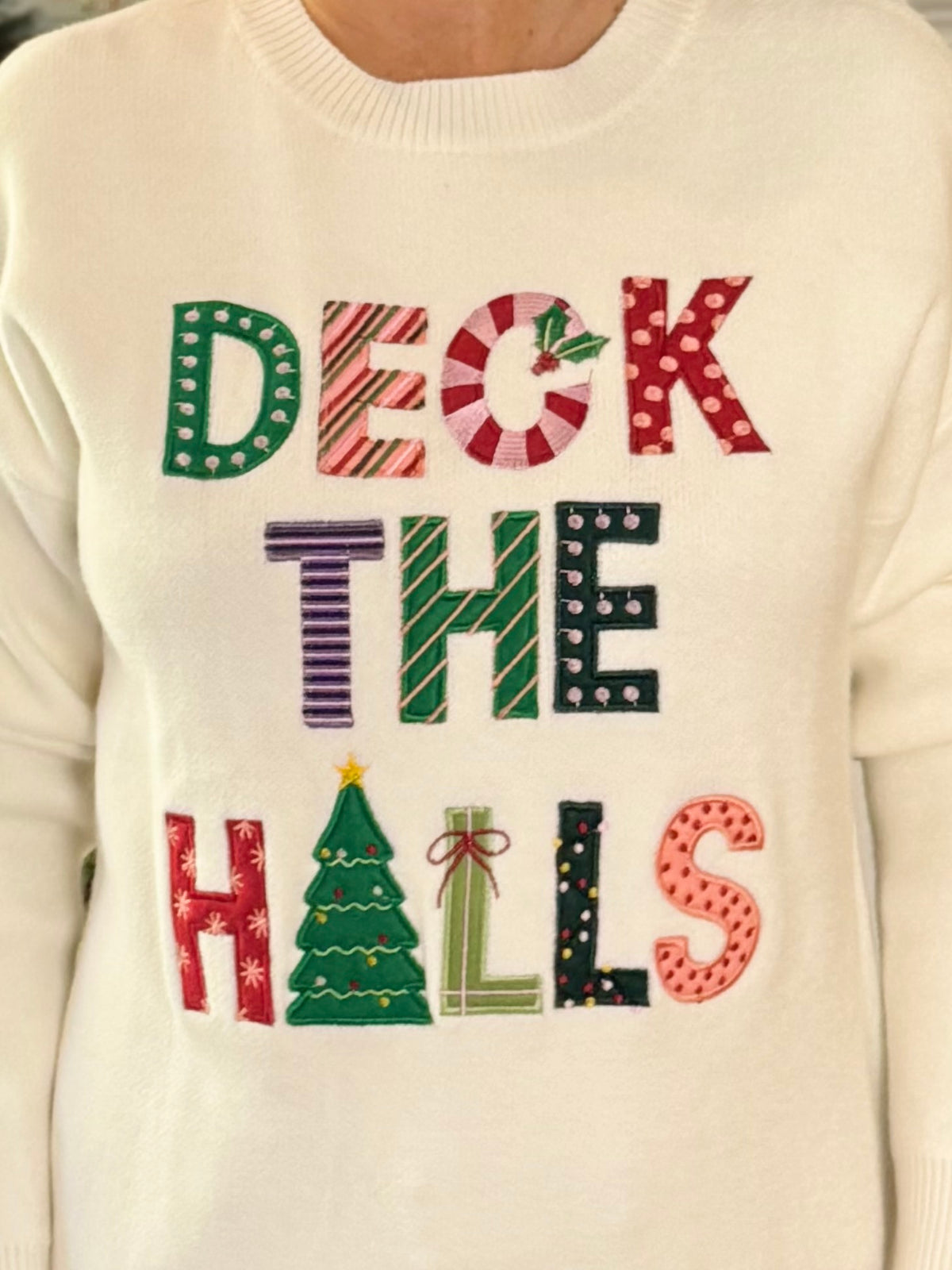 Deck the Halls Holiday Sweater – Ivory