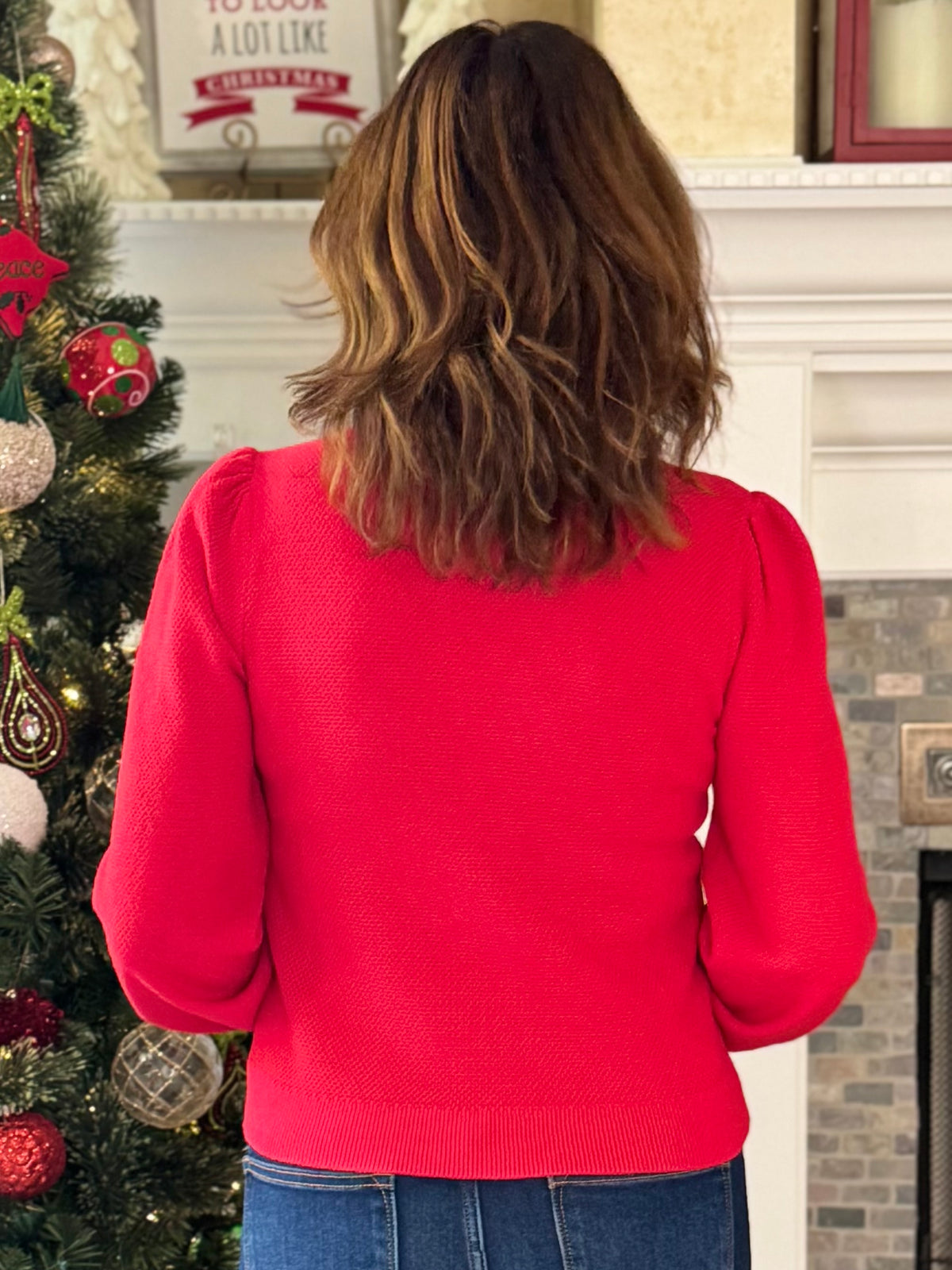 Two of a Kind Bow Knit Top - Red