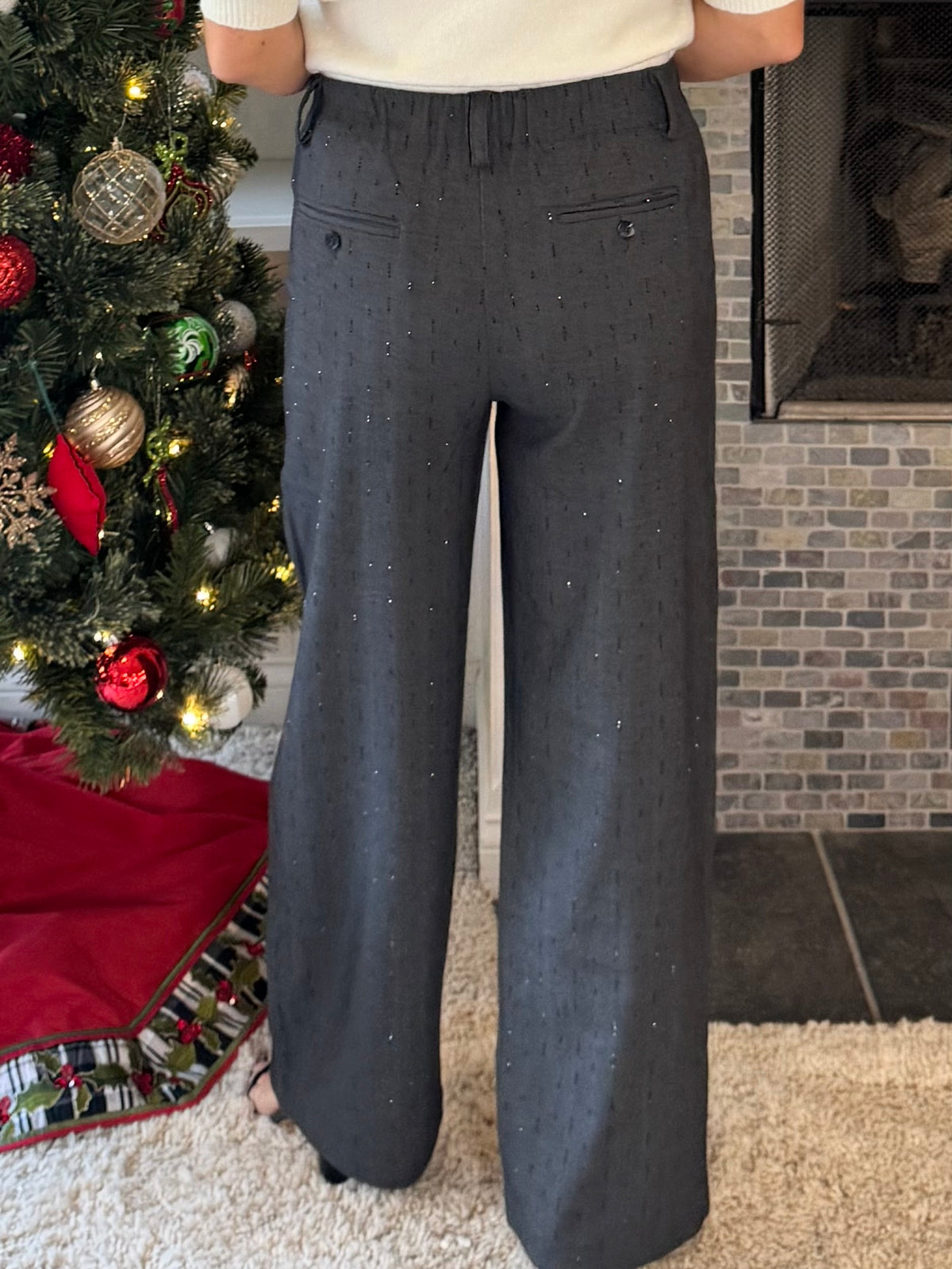 Current Air Intricately Beaded Wide Leg Trousers