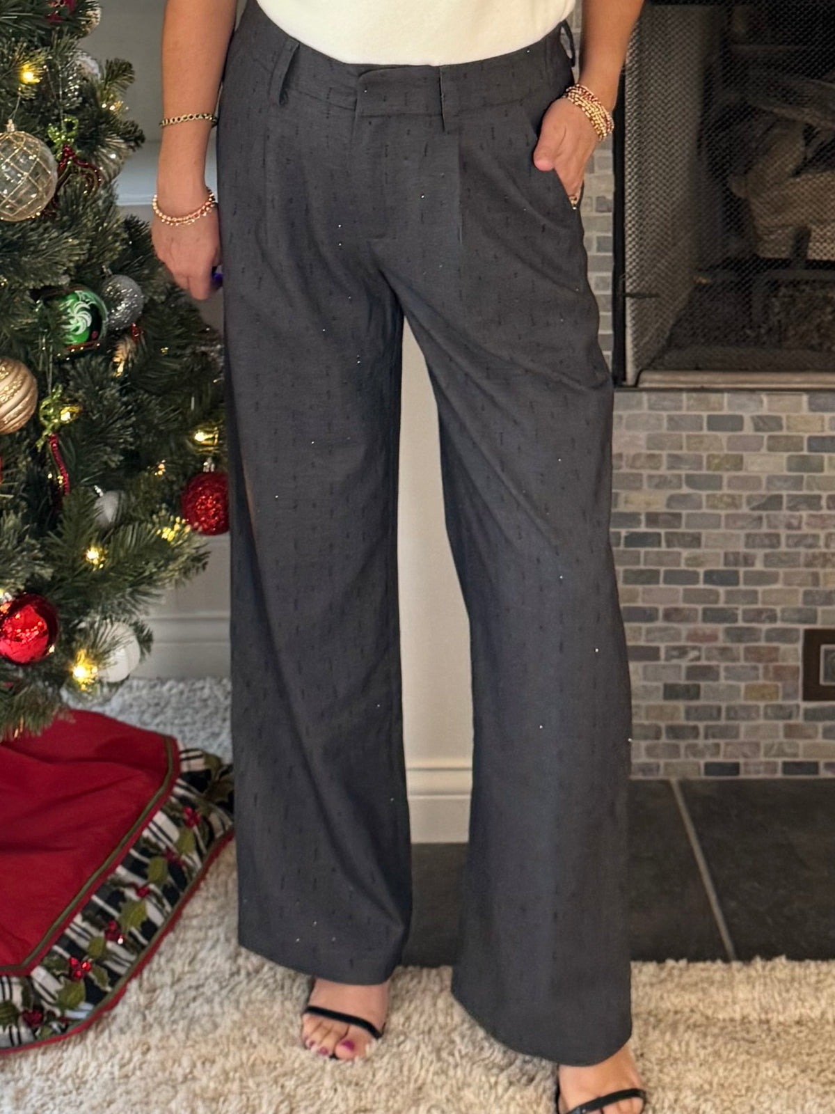 Current Air Intricately Beaded Wide Leg Trousers