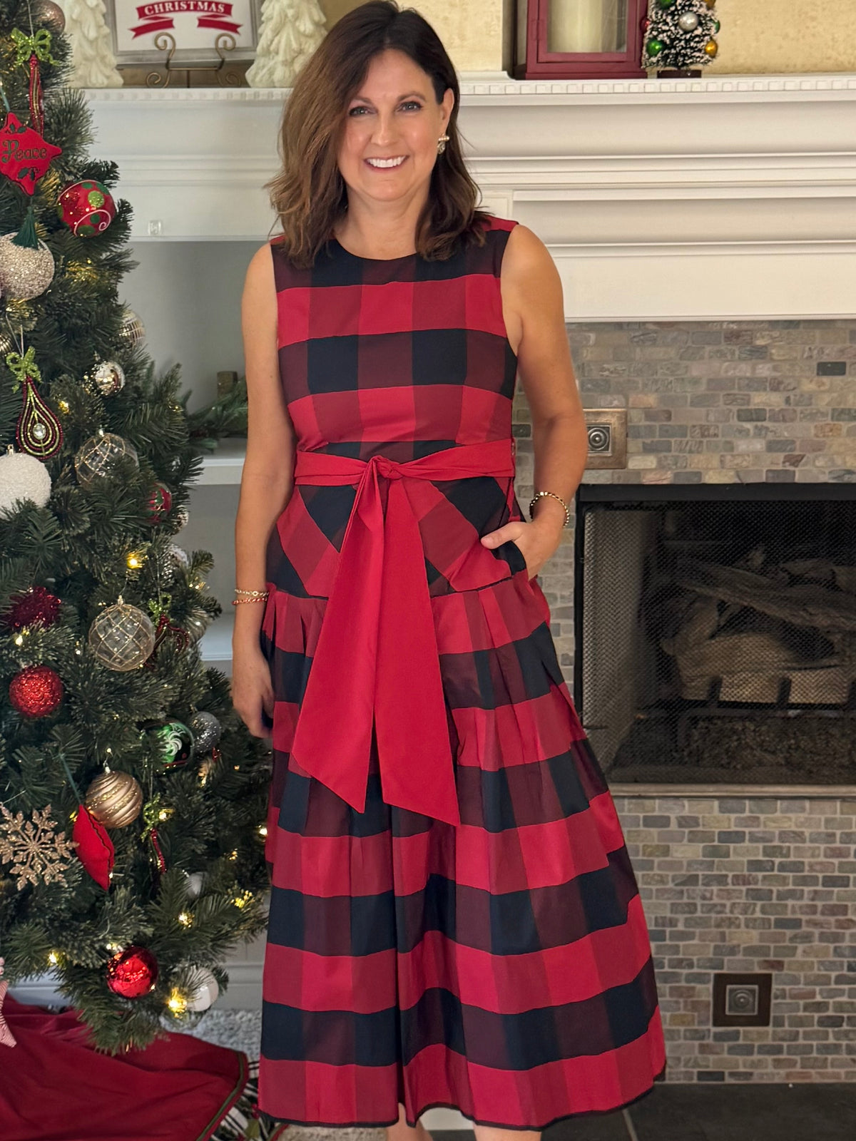 Season to Celebrate Plaid Midi Dress
