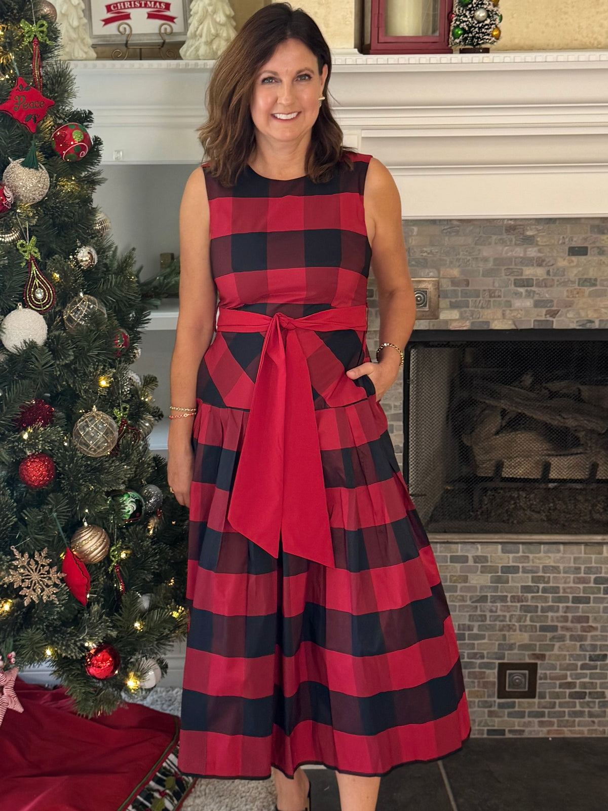 Season to Celebrate Plaid Midi Dress