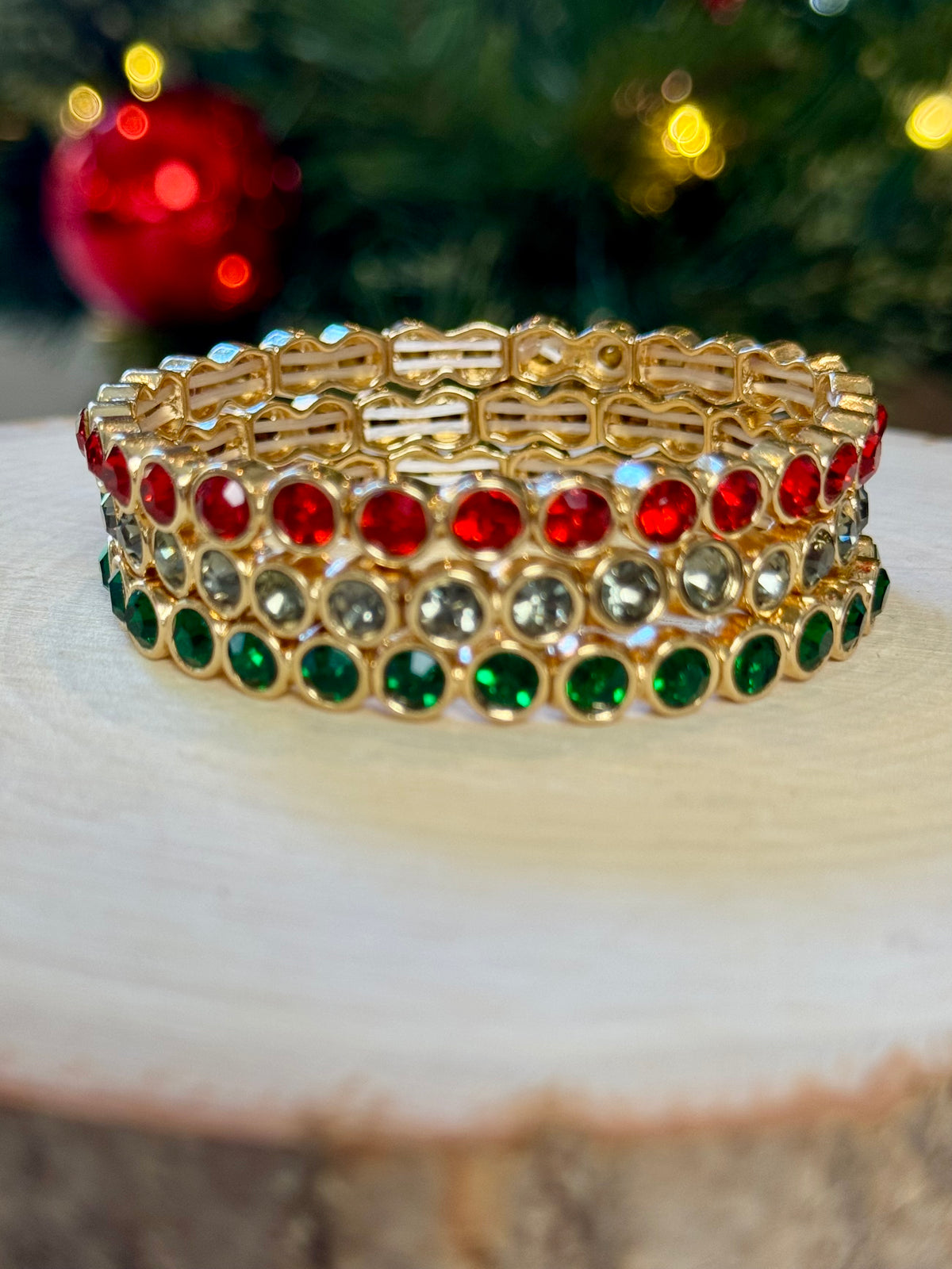 Timeless Sparkle Stretch Bracelet – Red