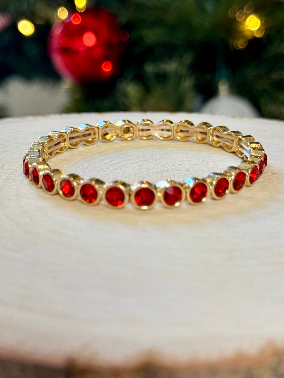 Timeless Sparkle Stretch Bracelet – Red