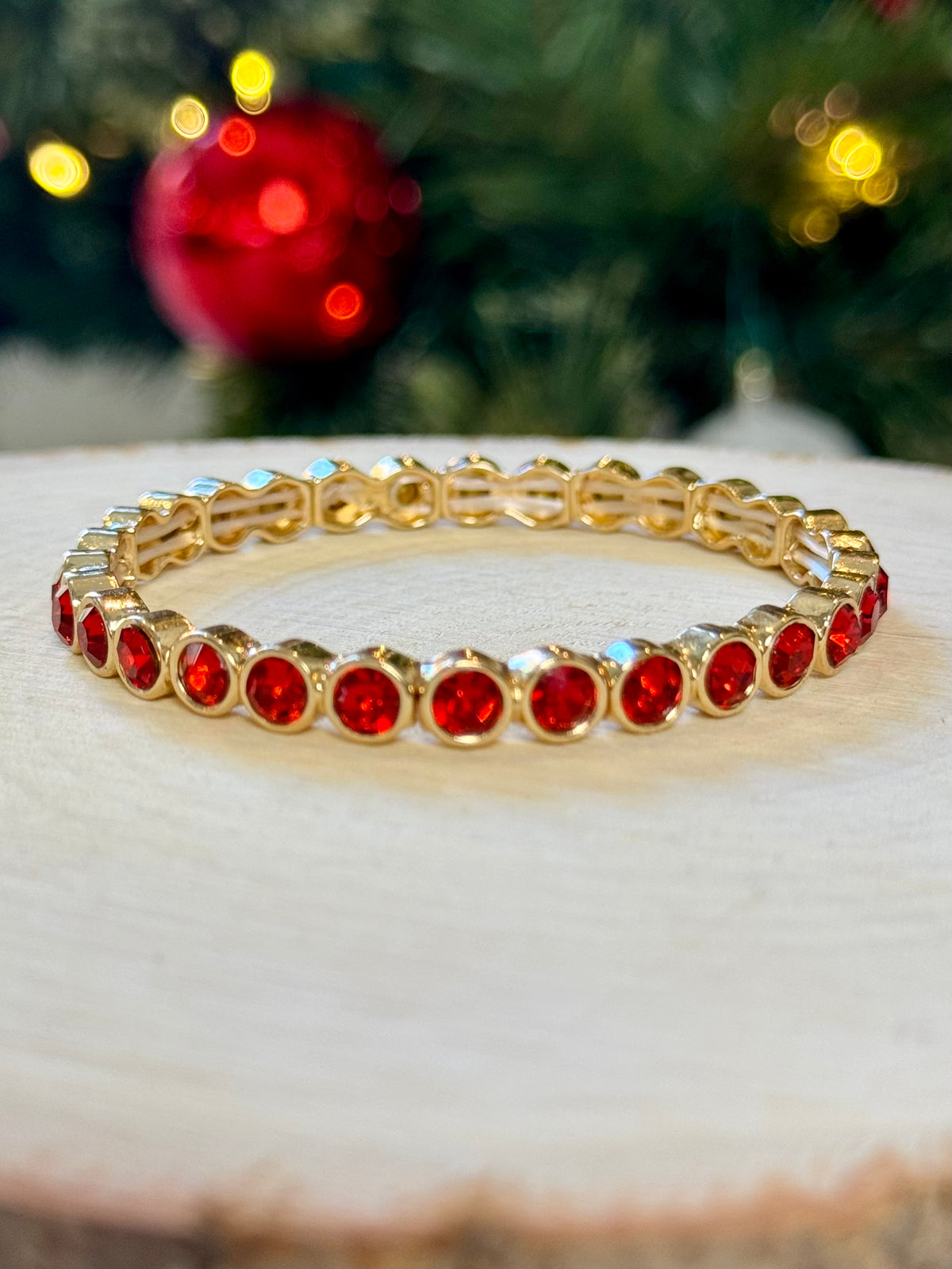 Timeless Sparkle Stretch Bracelet – Red