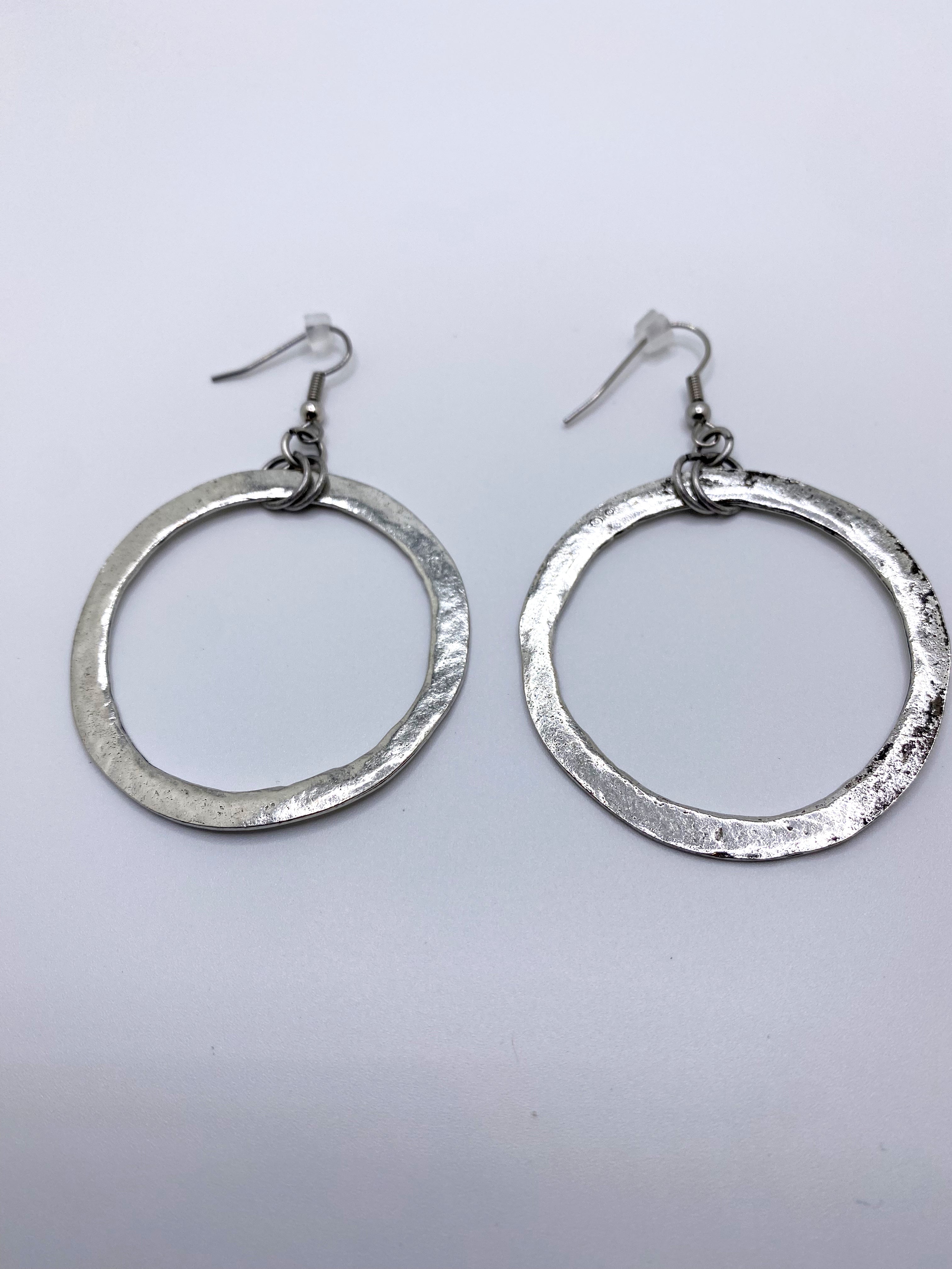 Donut Disc Earrings - Silver