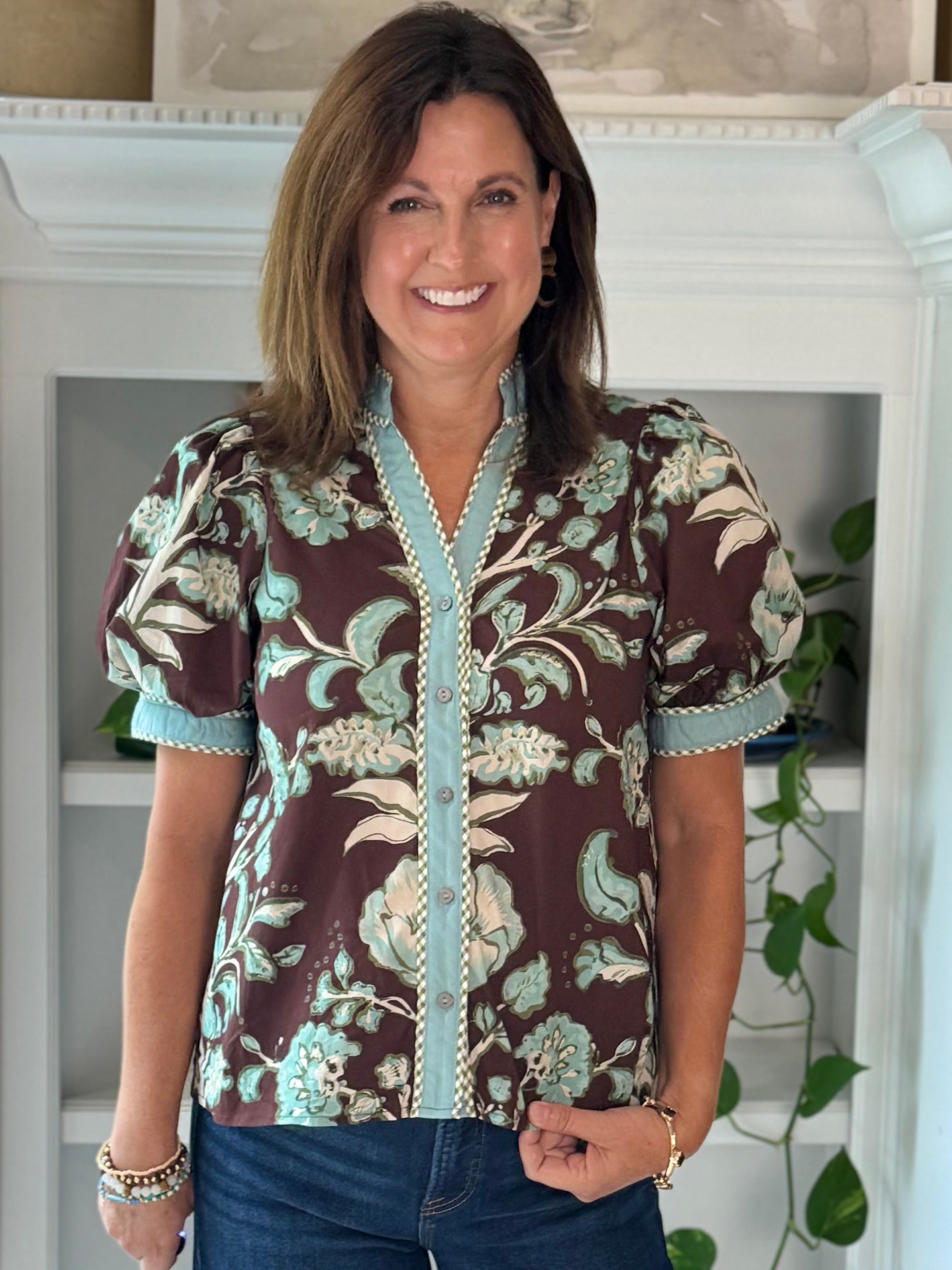 Mocha Garden Floral Top