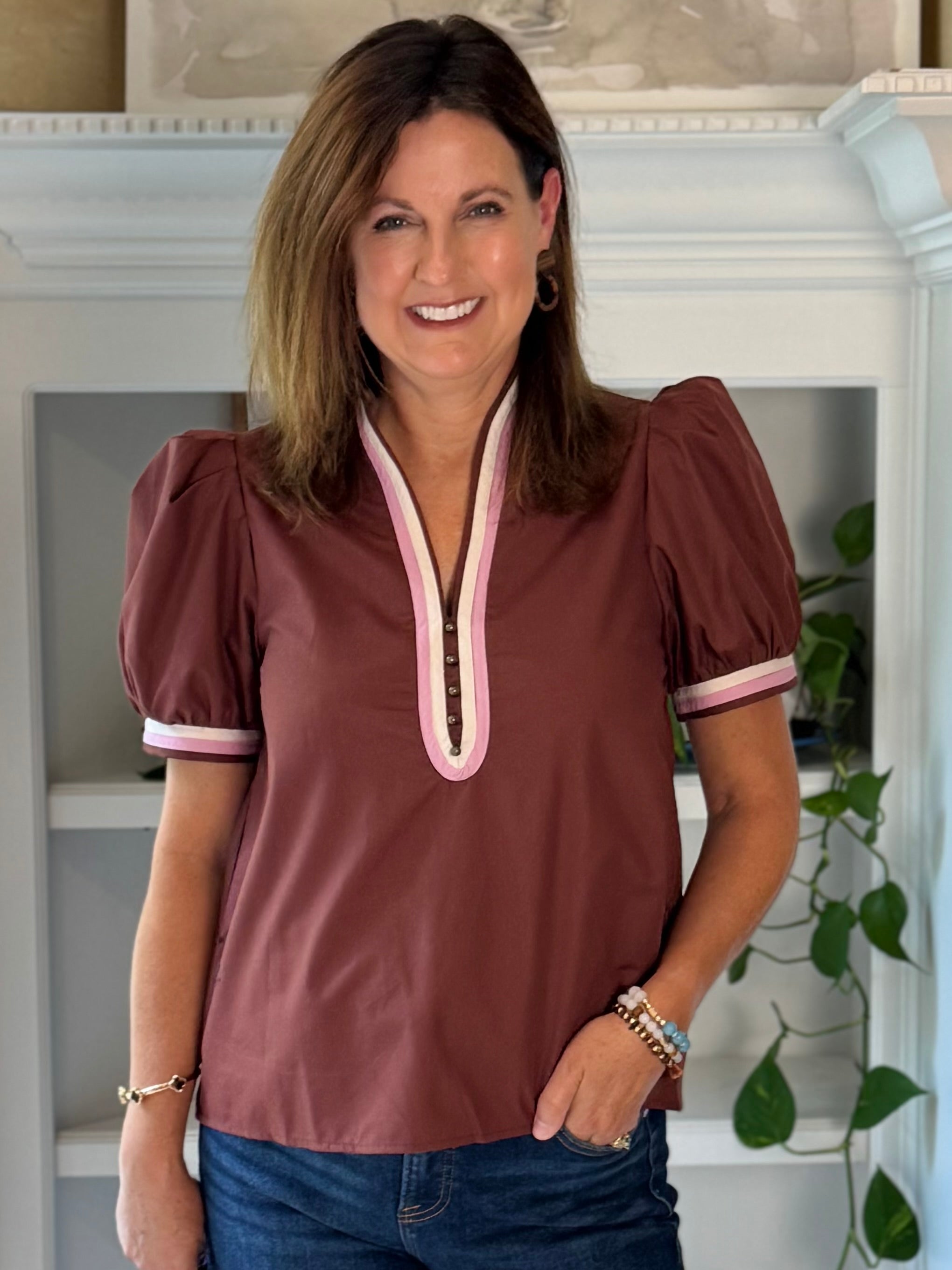 Cinnamon Charm Contrast Top