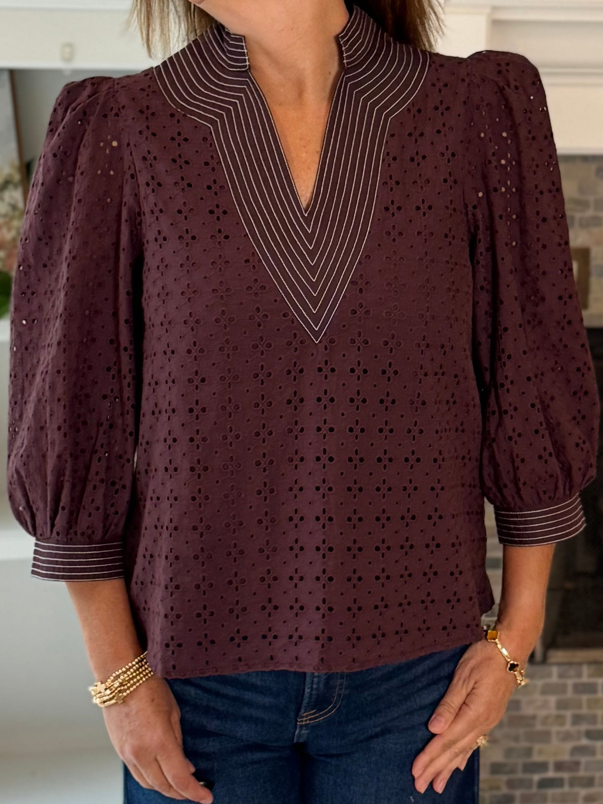 Espresso Allure Eyelet Top