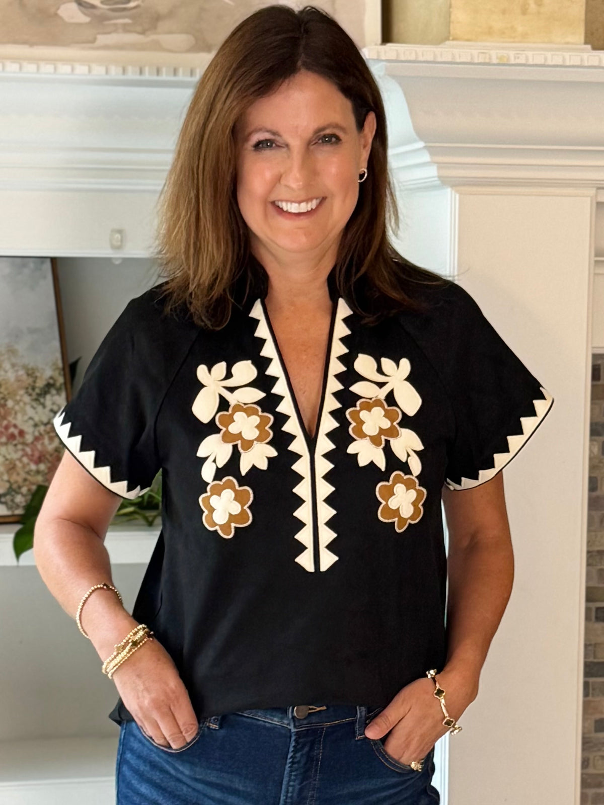 THML Wild Trails Embroidered Top