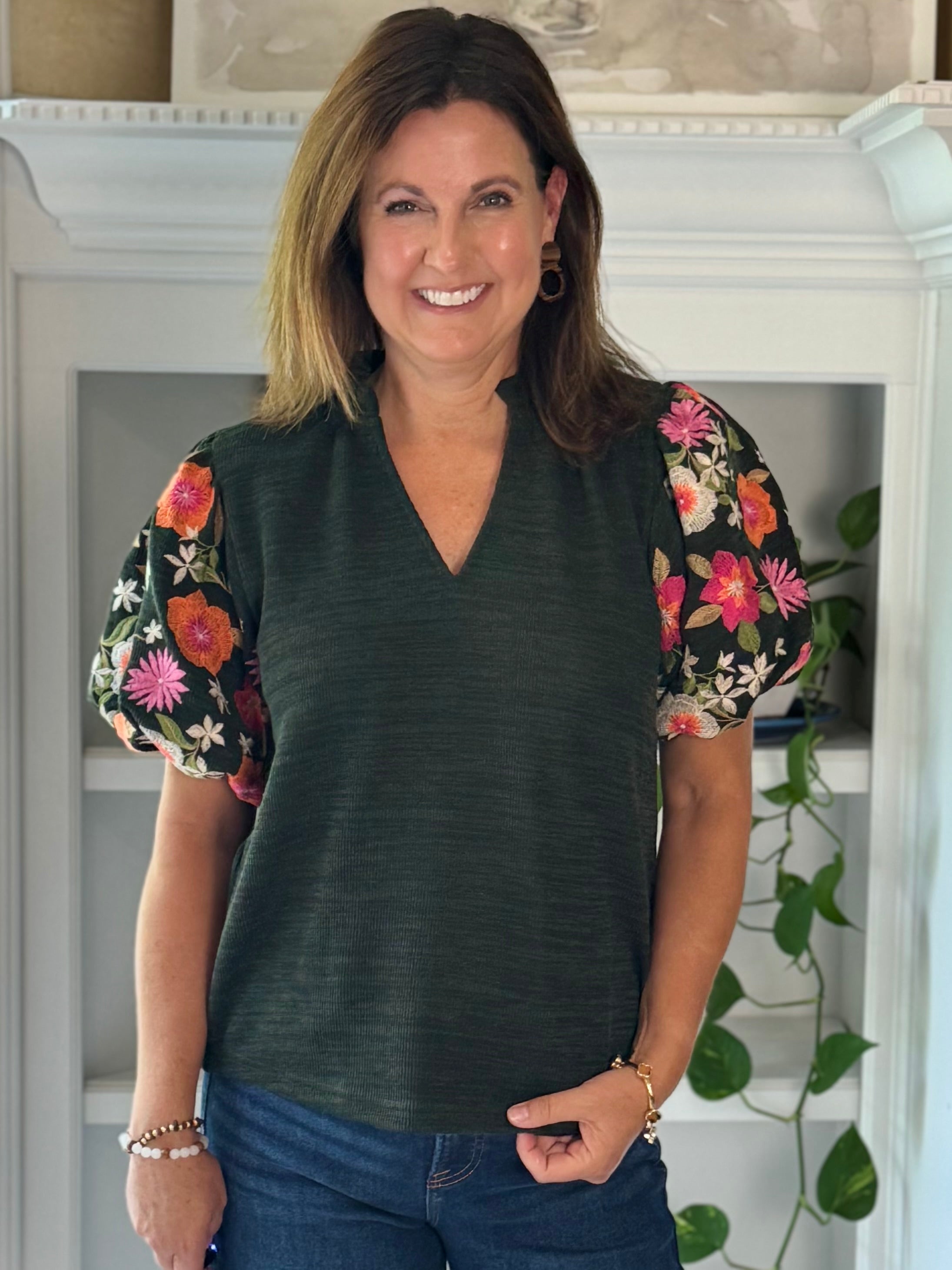 THML Fall in Bloom Embroidered Top