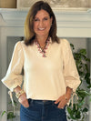 Scalloped Grace Long-Sleeve Top - Ivory