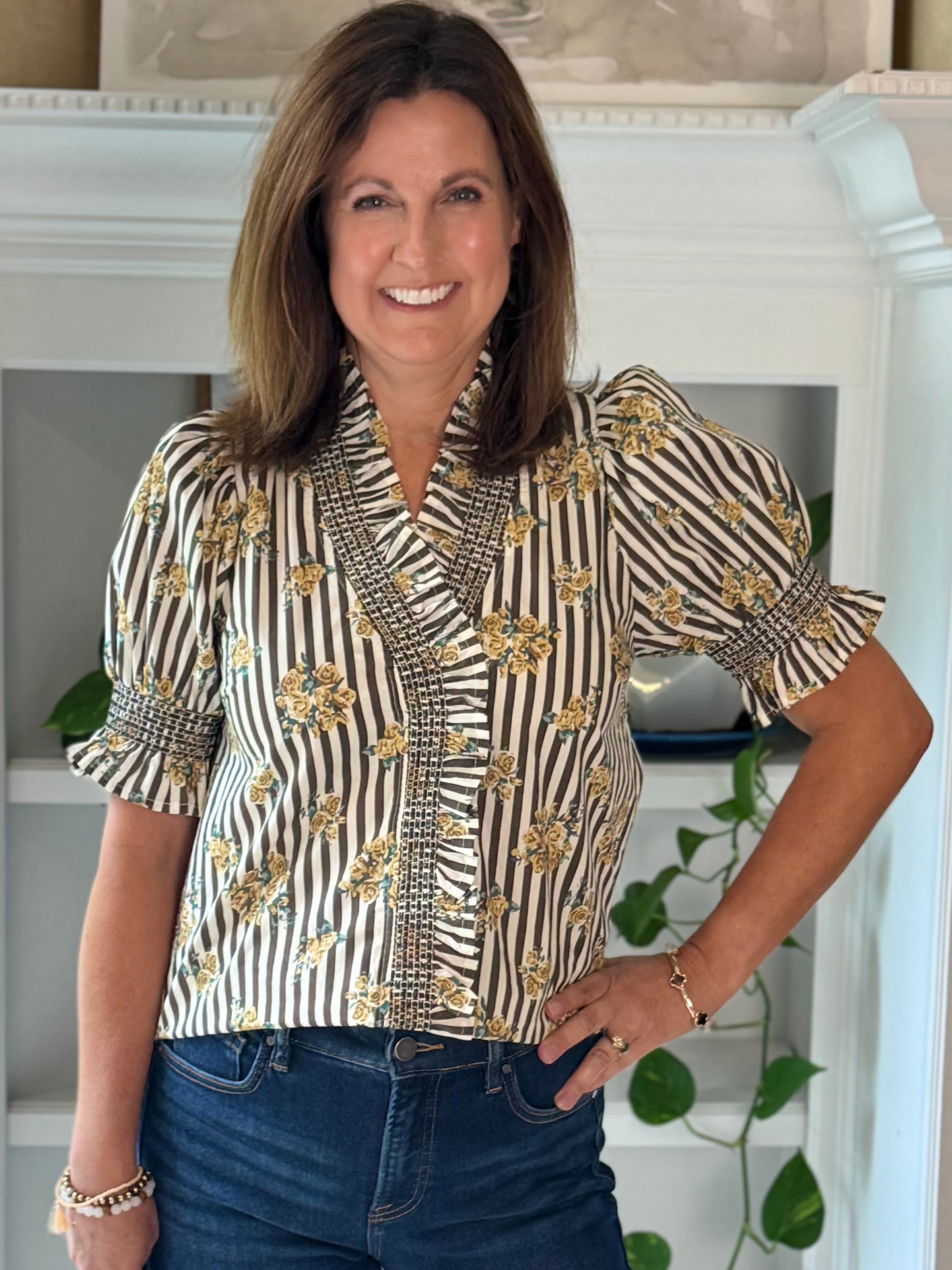 Twice as Nice Floral Striped Top