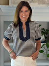 Timeless Contrast Top - Navy Stripes