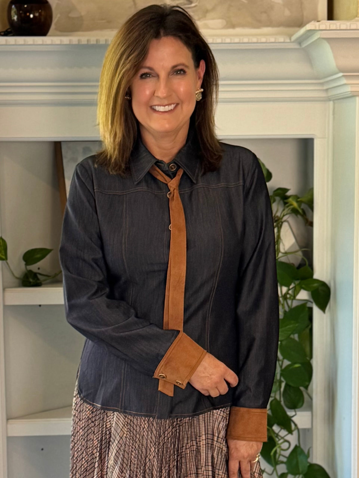 Current Air Best Dressed Tie Blouse