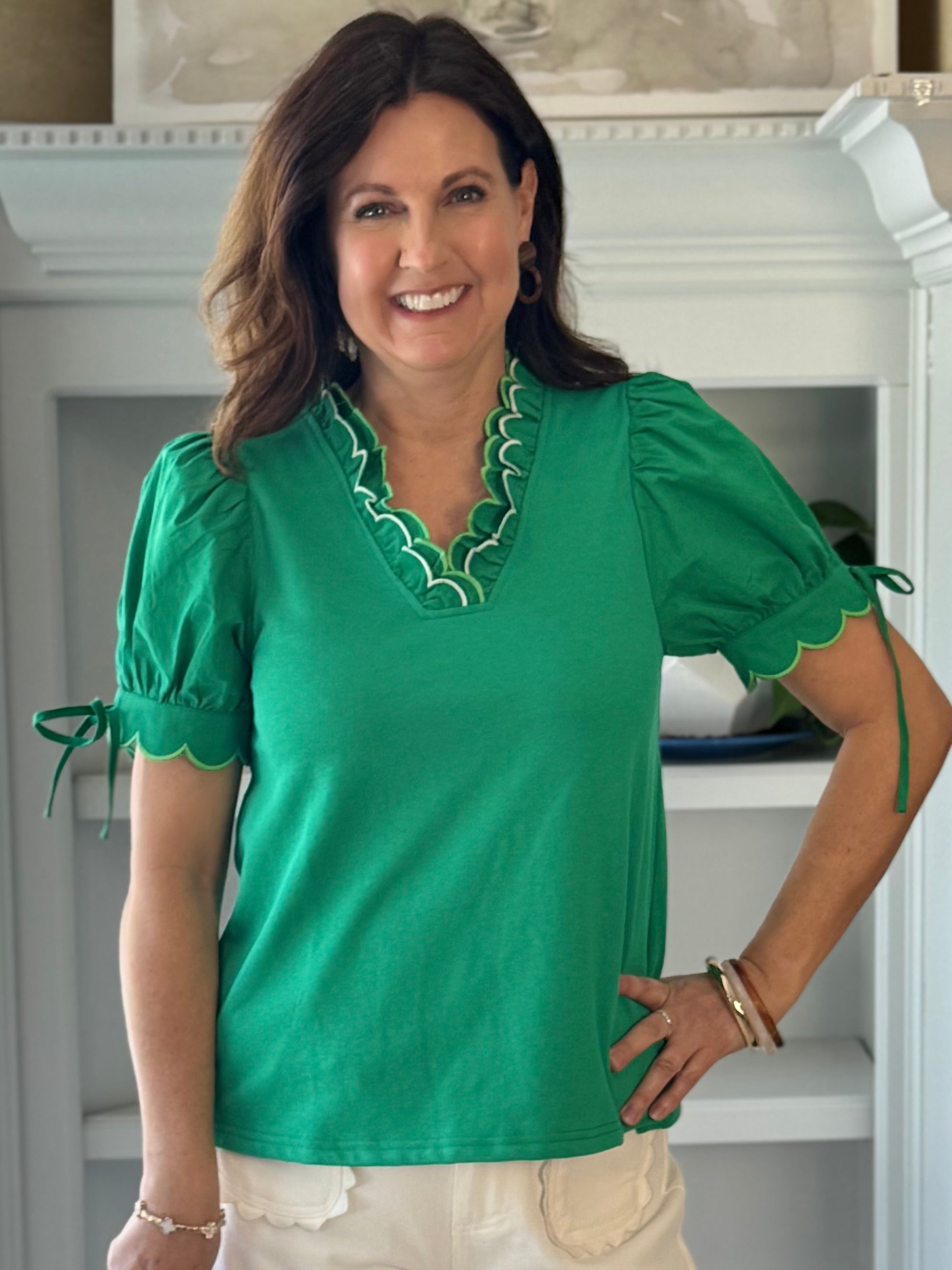Scalloped Grace Top - Green