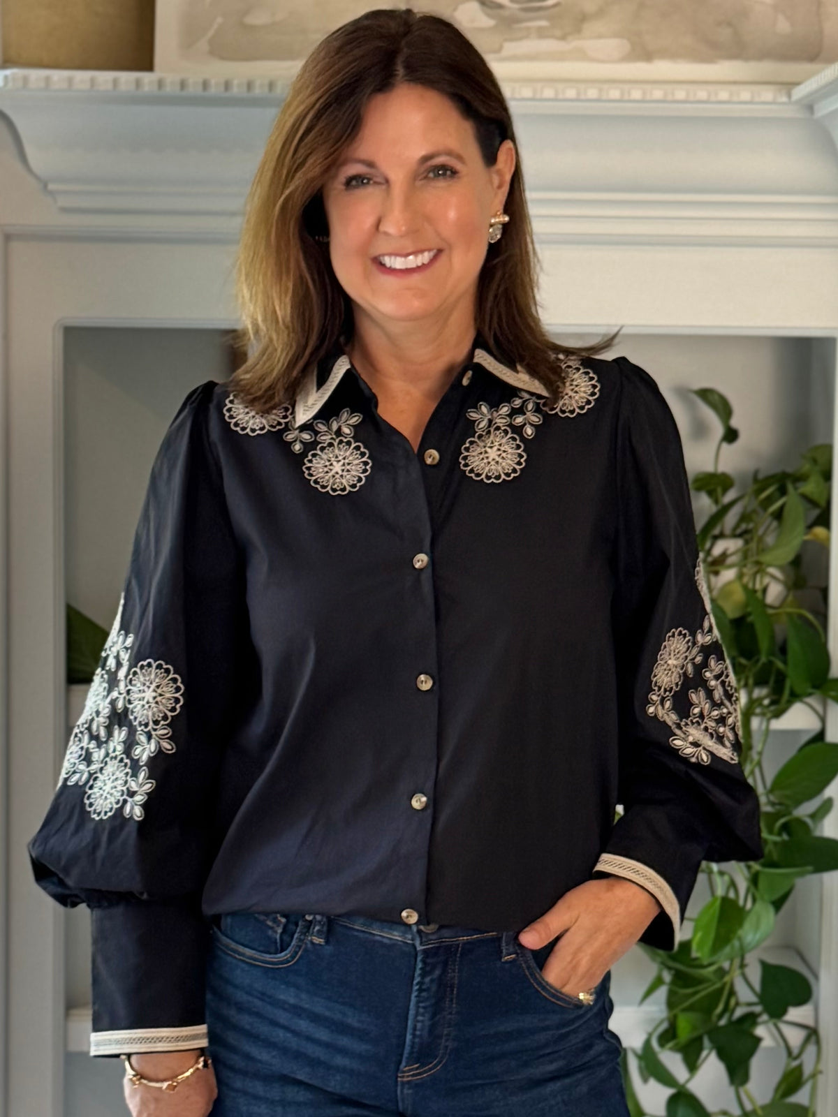 Free Spirit Embroidered Top - Black