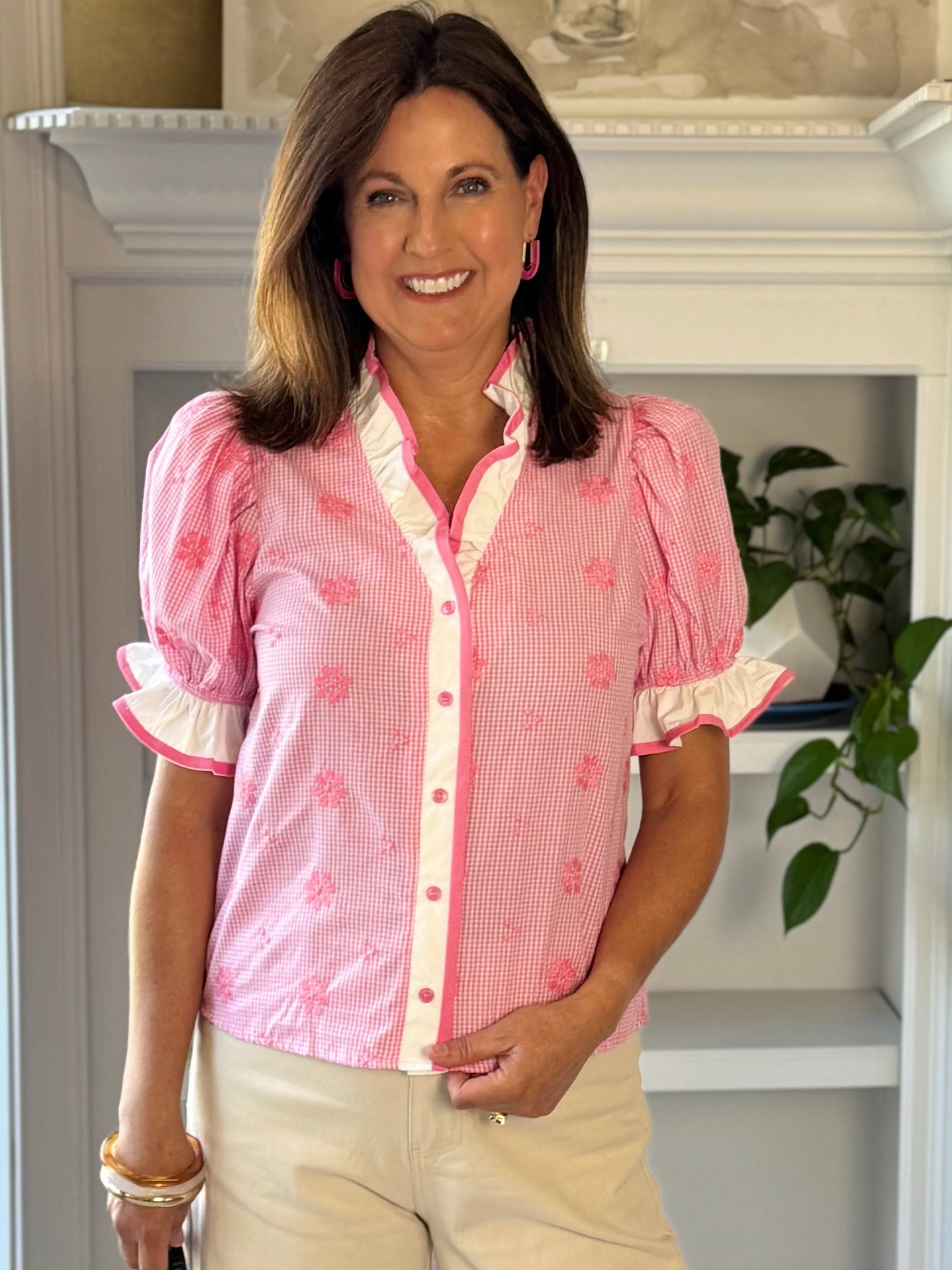 Pretty in Pink Gingham Top