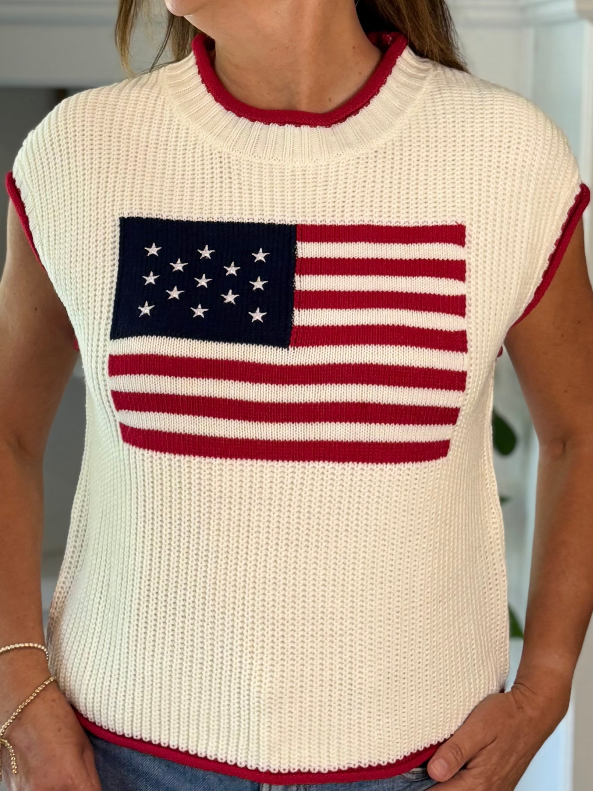 Stars & Stripes Knit Top - Off-White