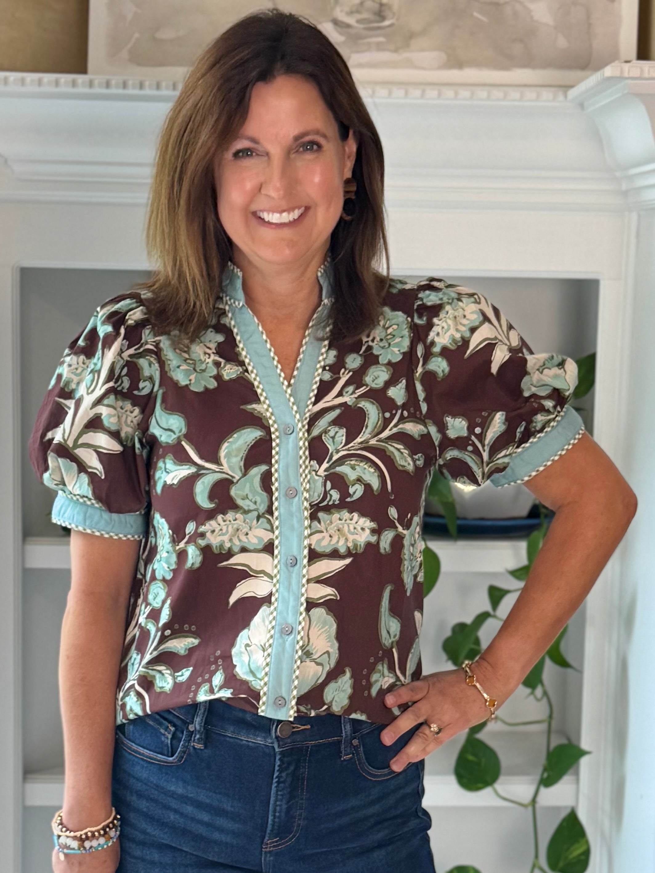Mocha Garden Floral Top