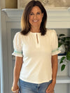 Current Air Elevated Detail Ribbed Top - White