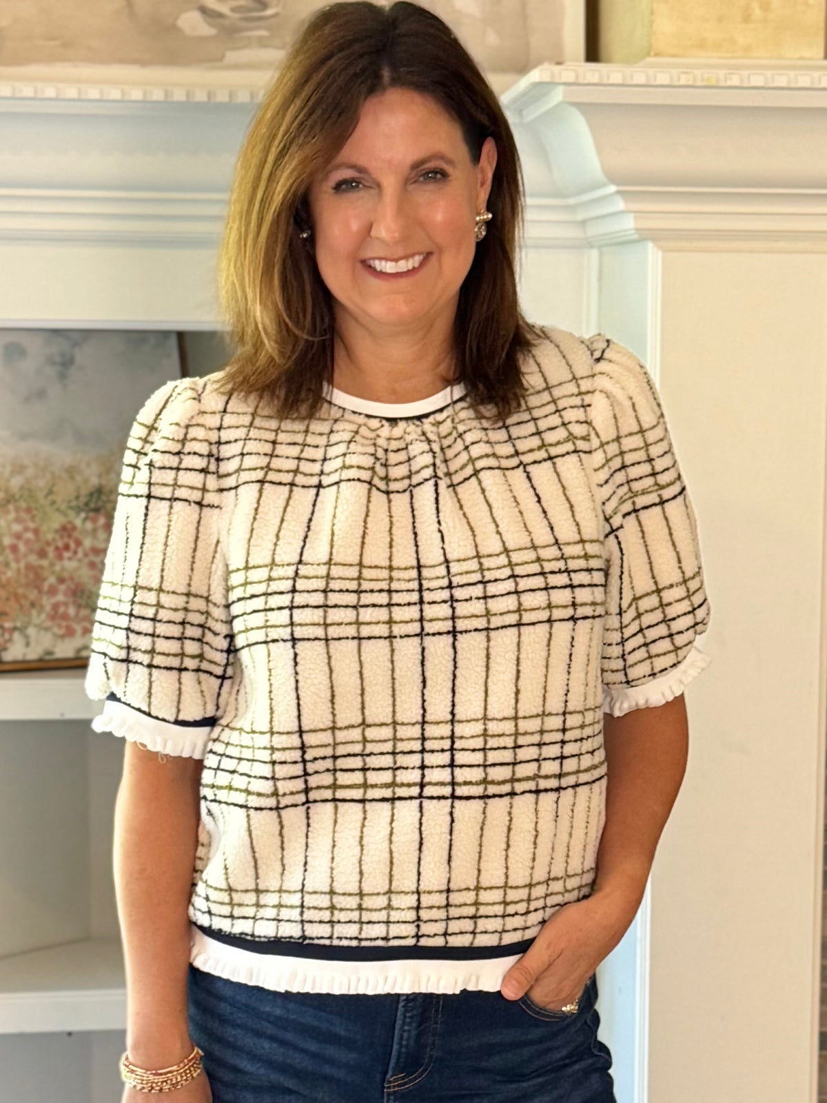 Plaid to Meet You Sherpa Top