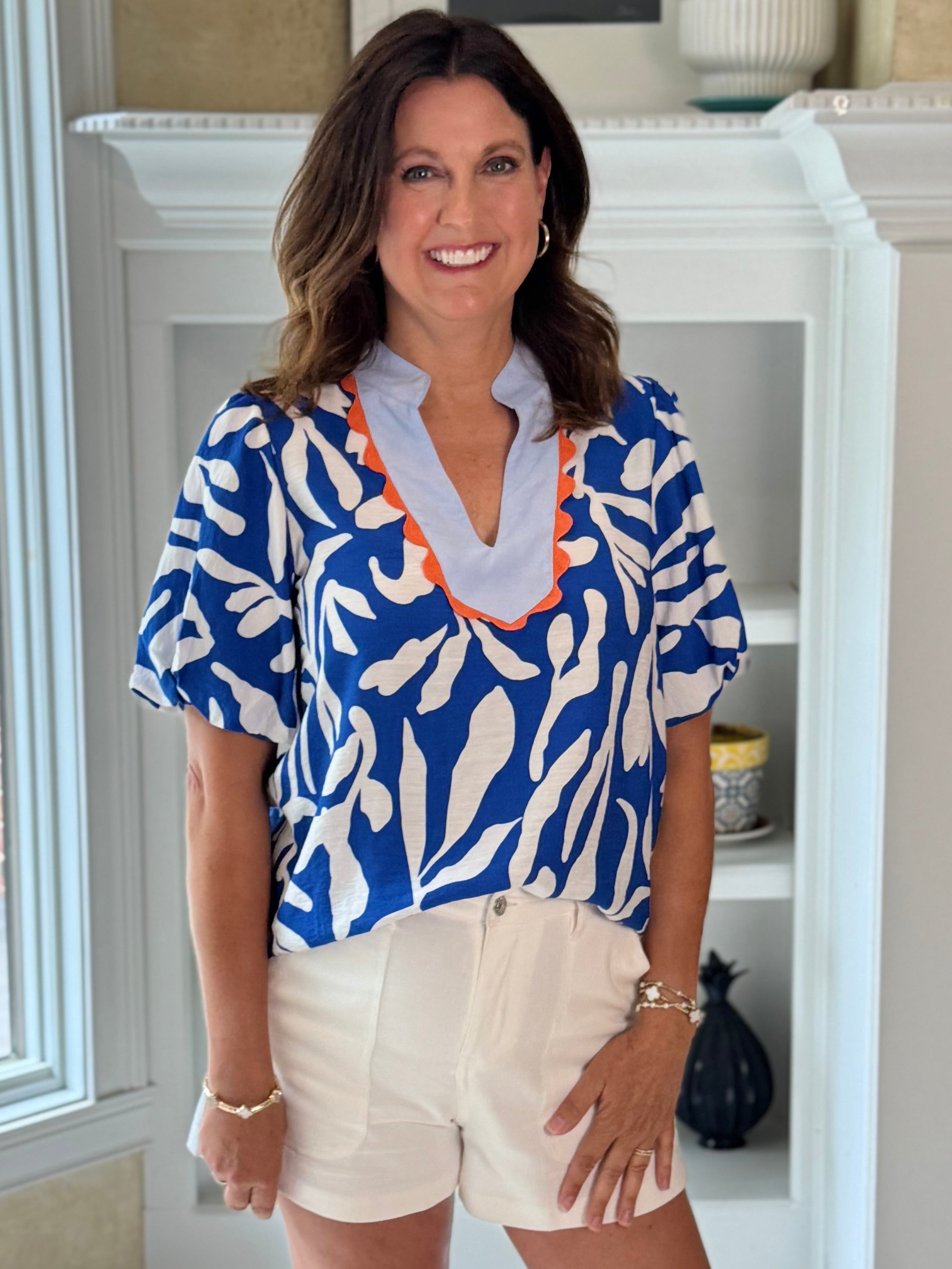 THML Blue Splash Contrast Top