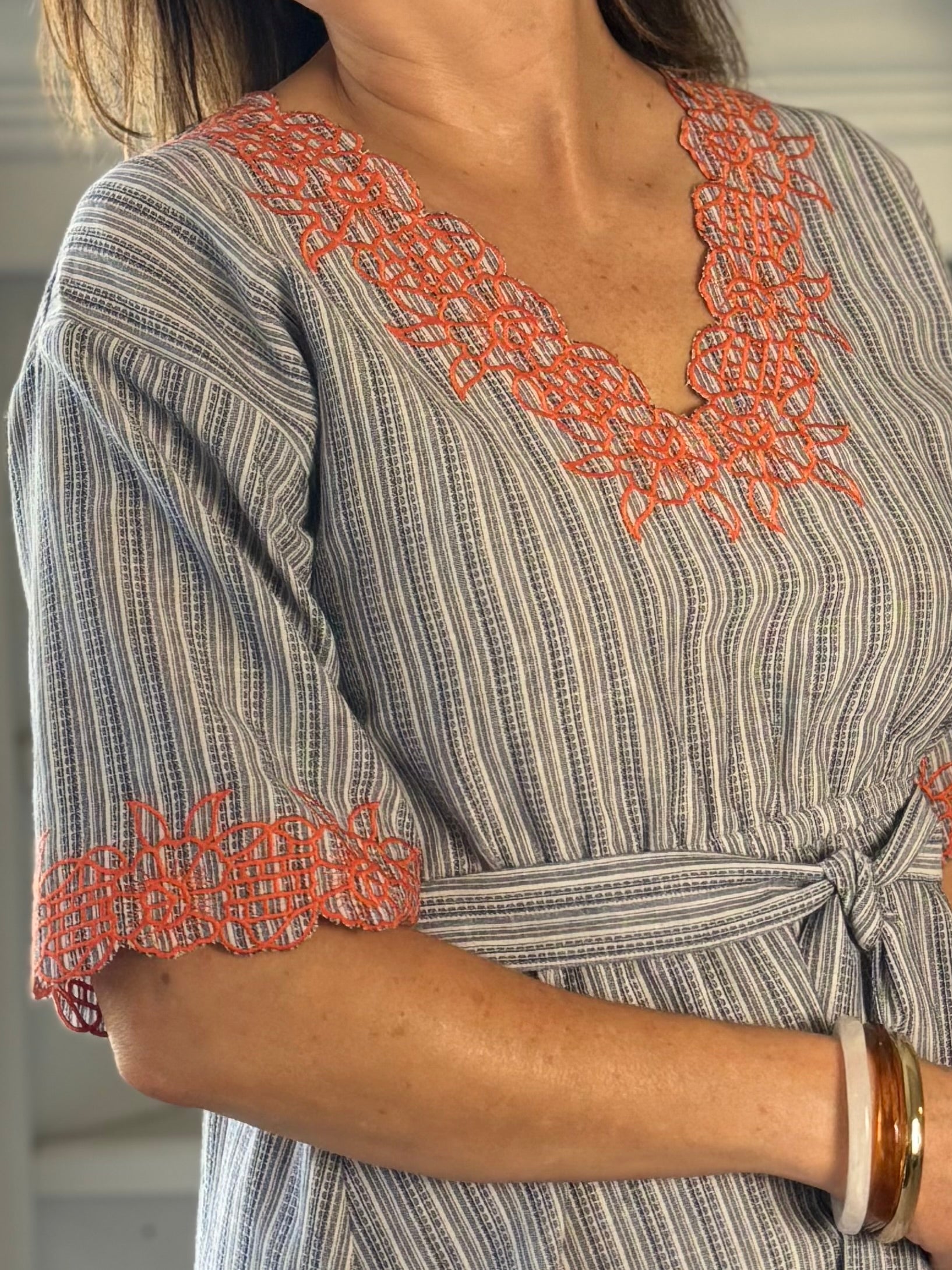Radiant Striped Tie-Waist Dress