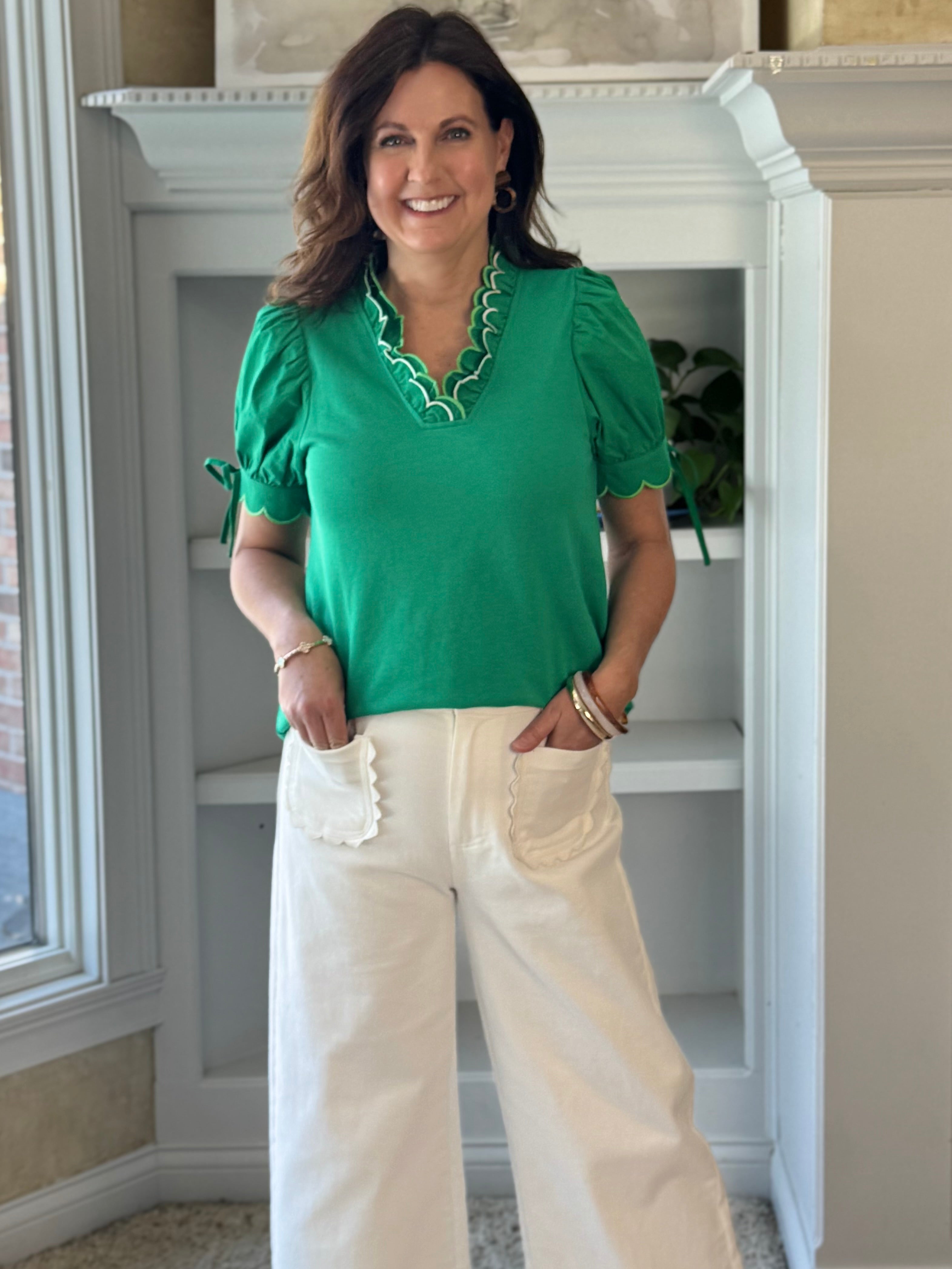 Scalloped Grace Top - Green