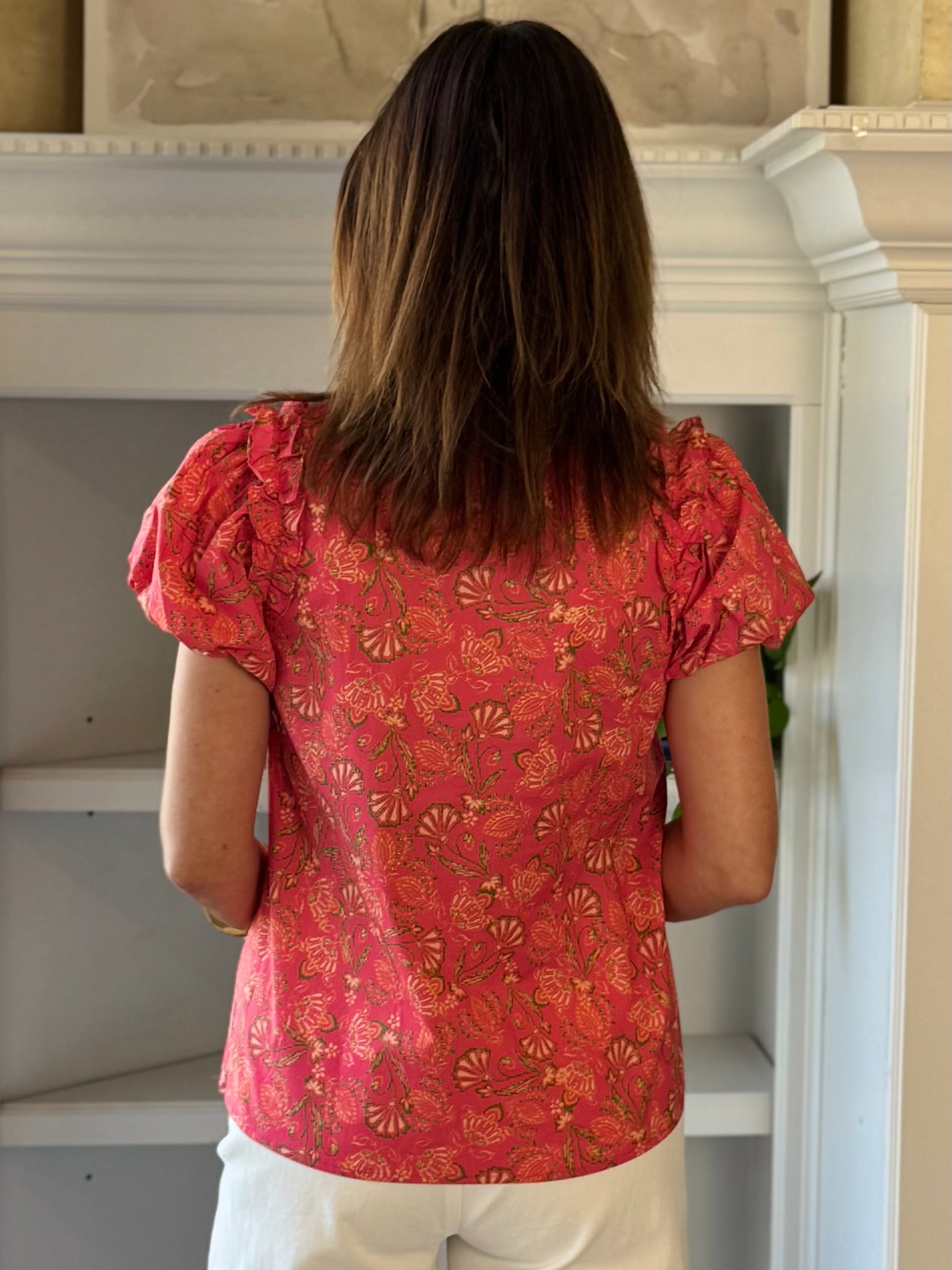 Contrast Charm Top - Bright Pink