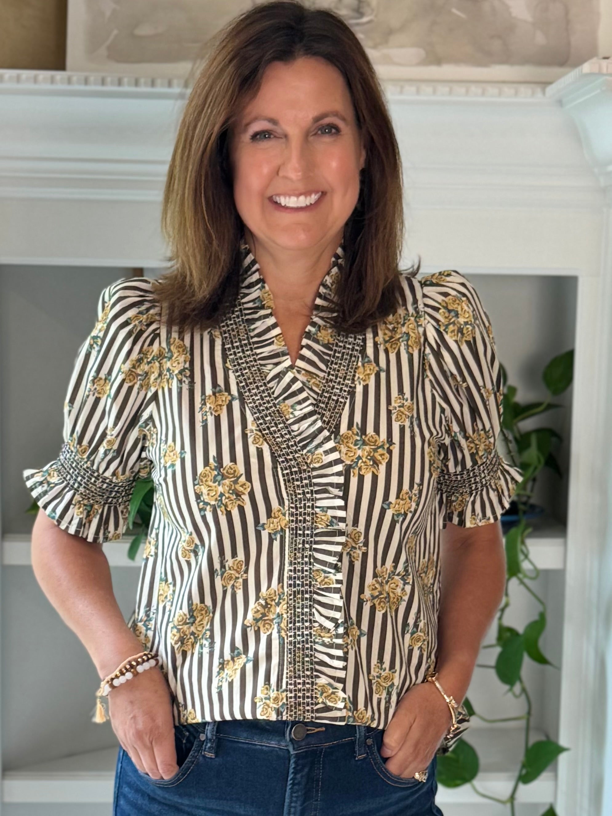 Twice as Nice Floral Striped Top