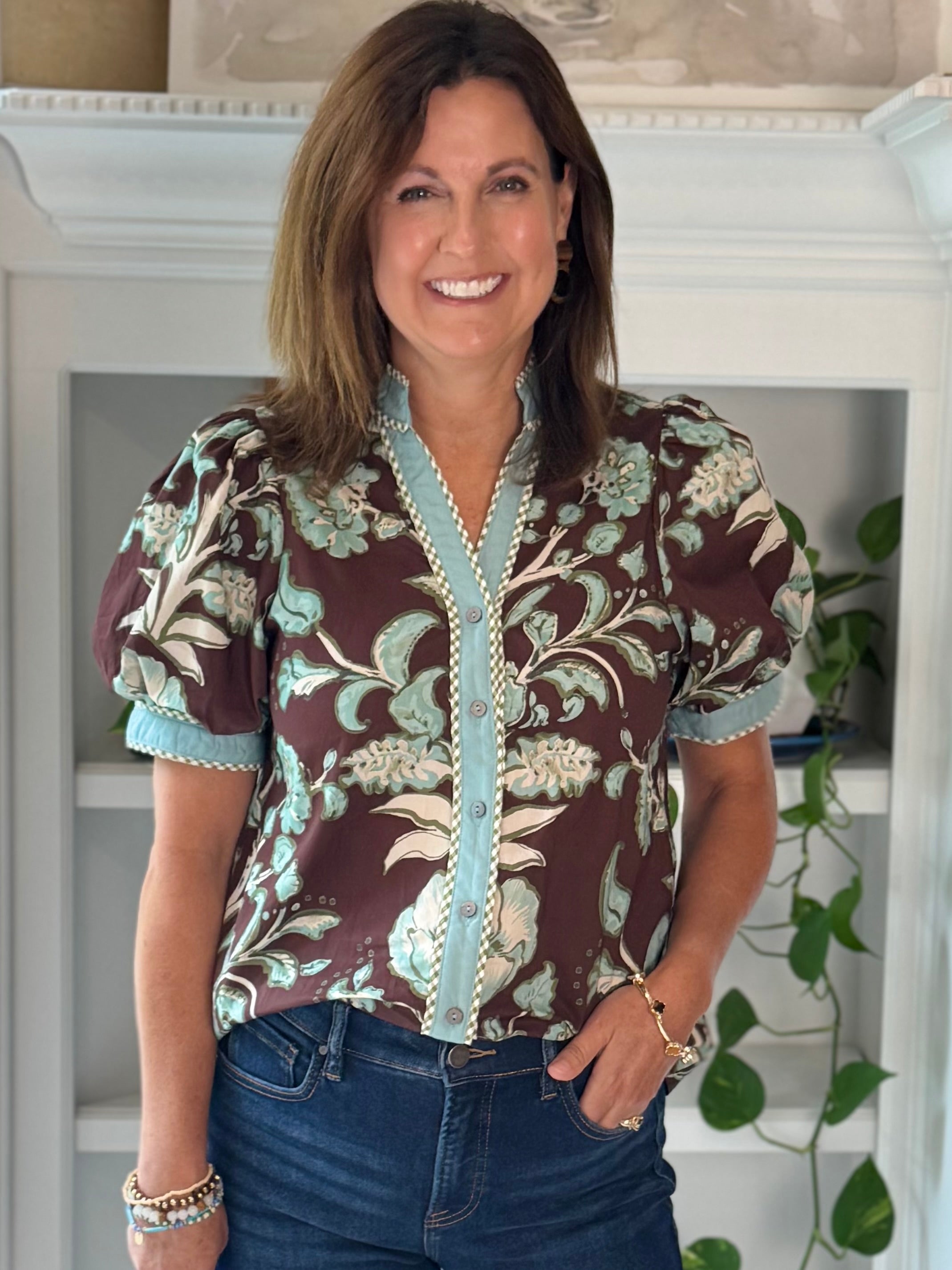 Mocha Garden Floral Top