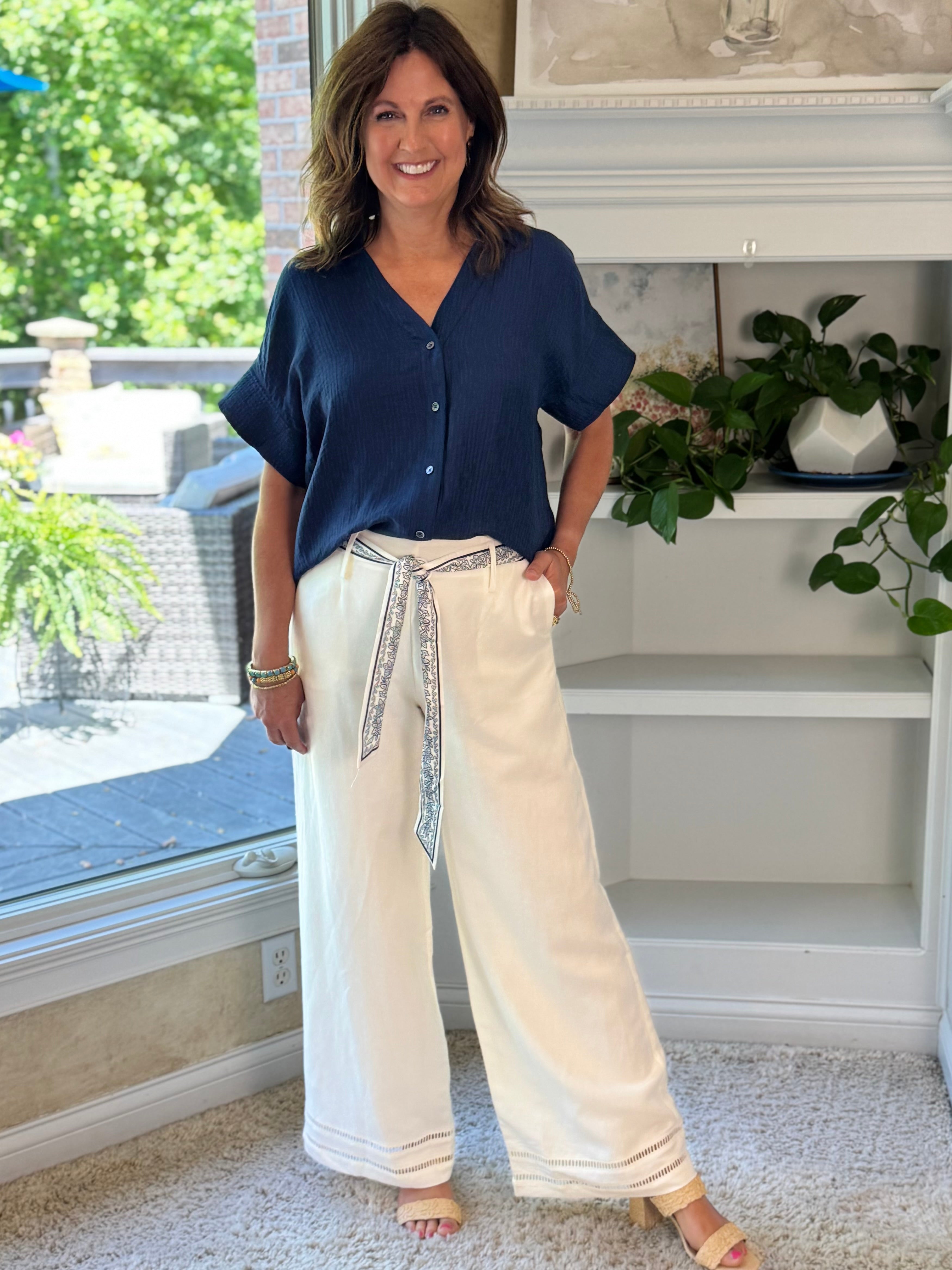 Current Air Navy Luxe Blouse