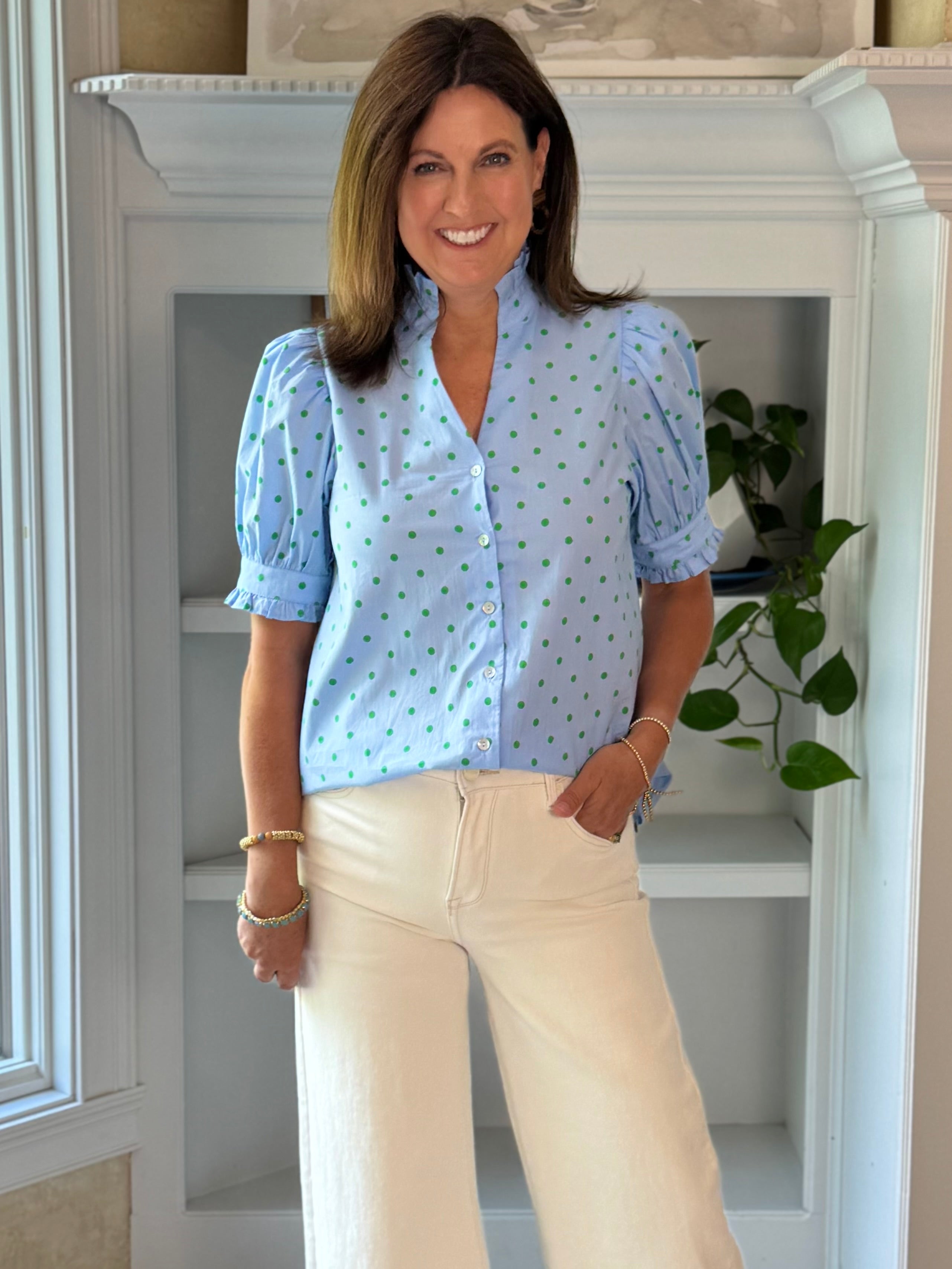 Sweet Spot Polka Top - Blue