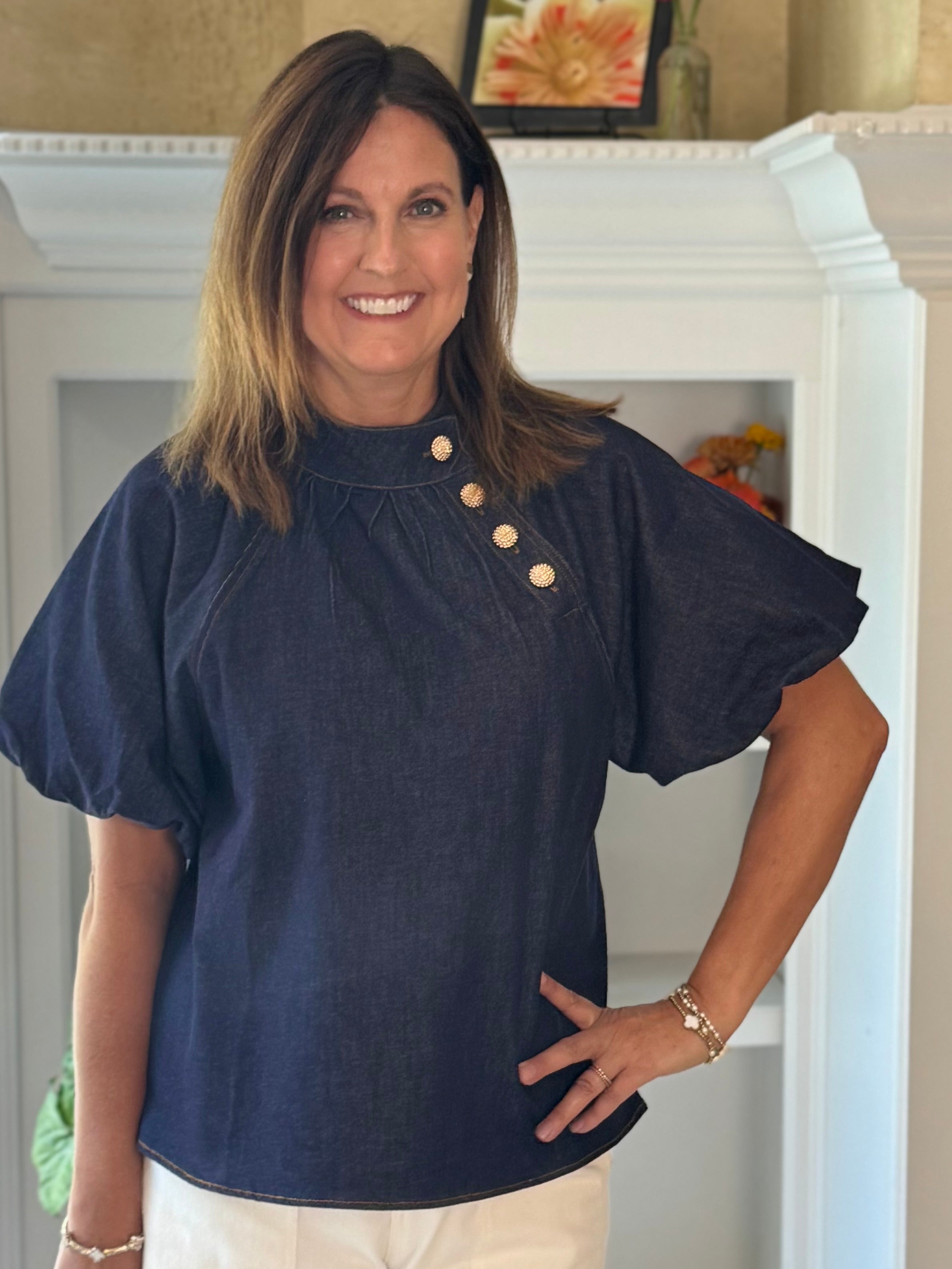 THML Luxe Denim Top