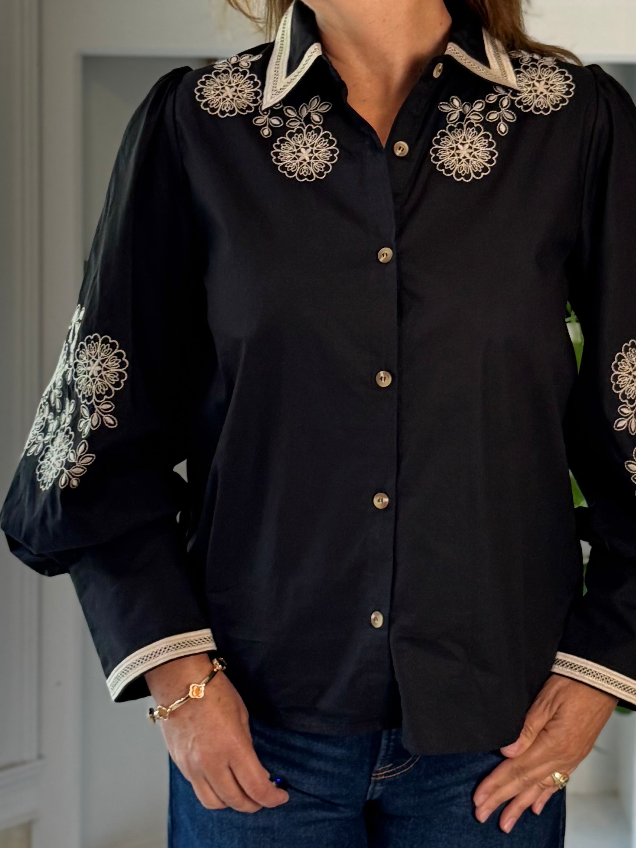 Free Spirit Embroidered Top - Black
