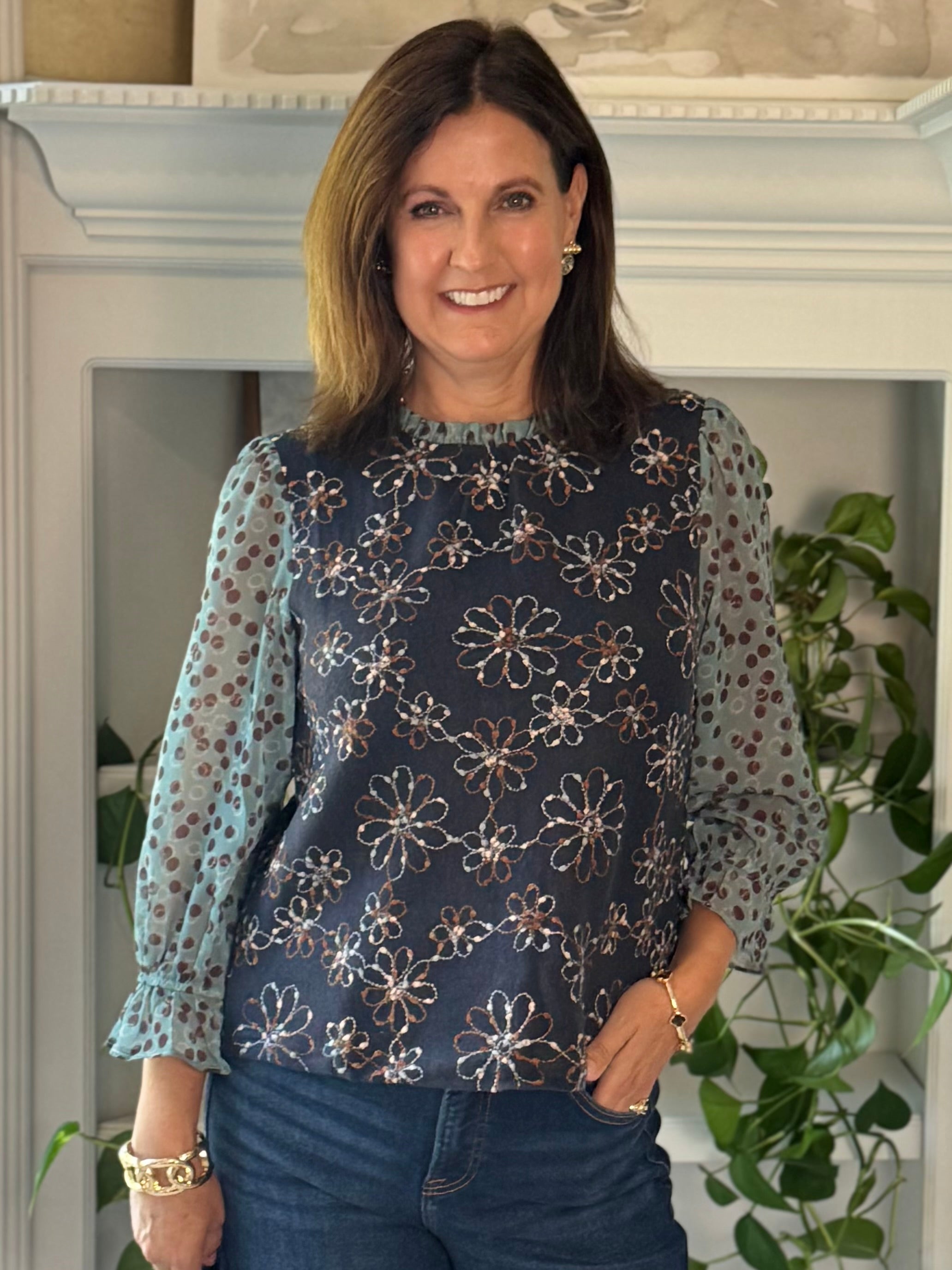 Plot Twist Print Contrast Top