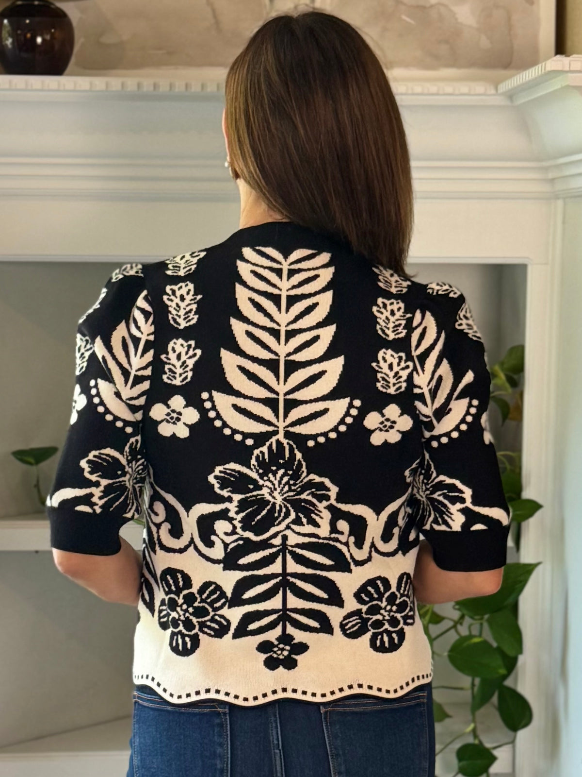 THML Botanical Beauty Knit Top - Black