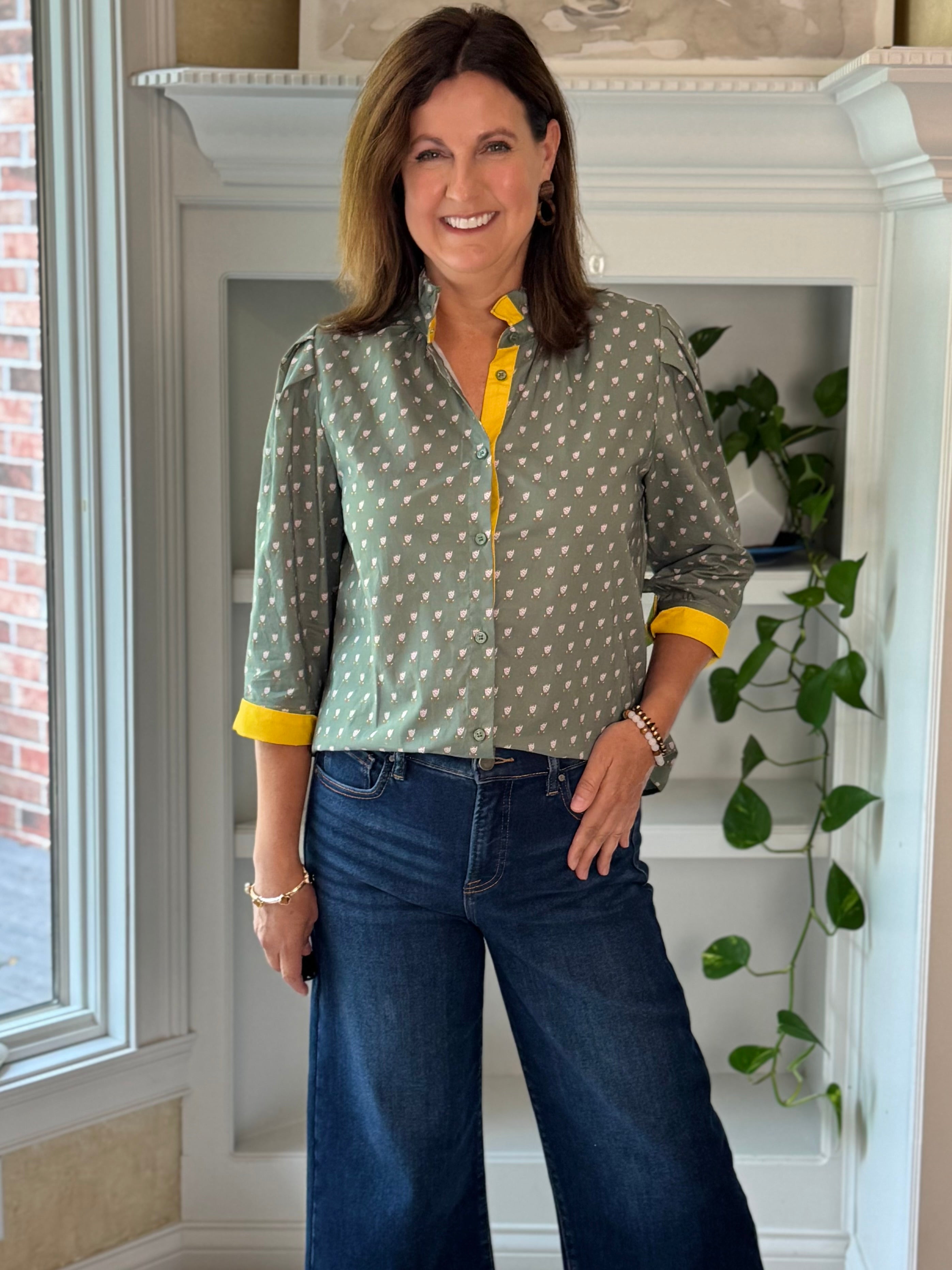 Sunshine & Sage Floral Top