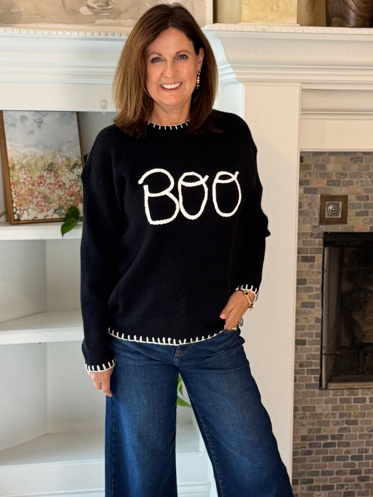 Boo Crew Embroidered Sweater