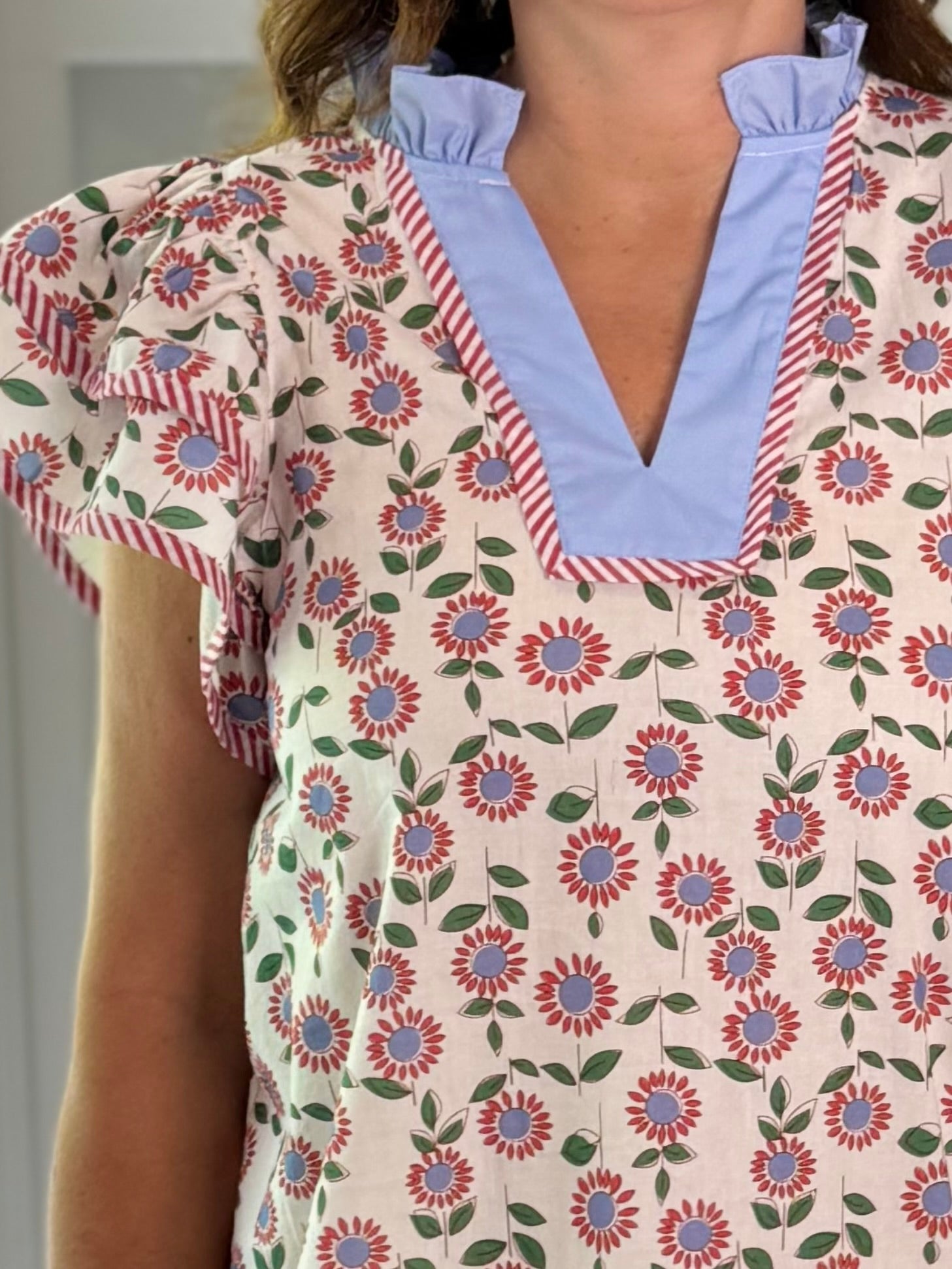 Bright Florals Contrast Top