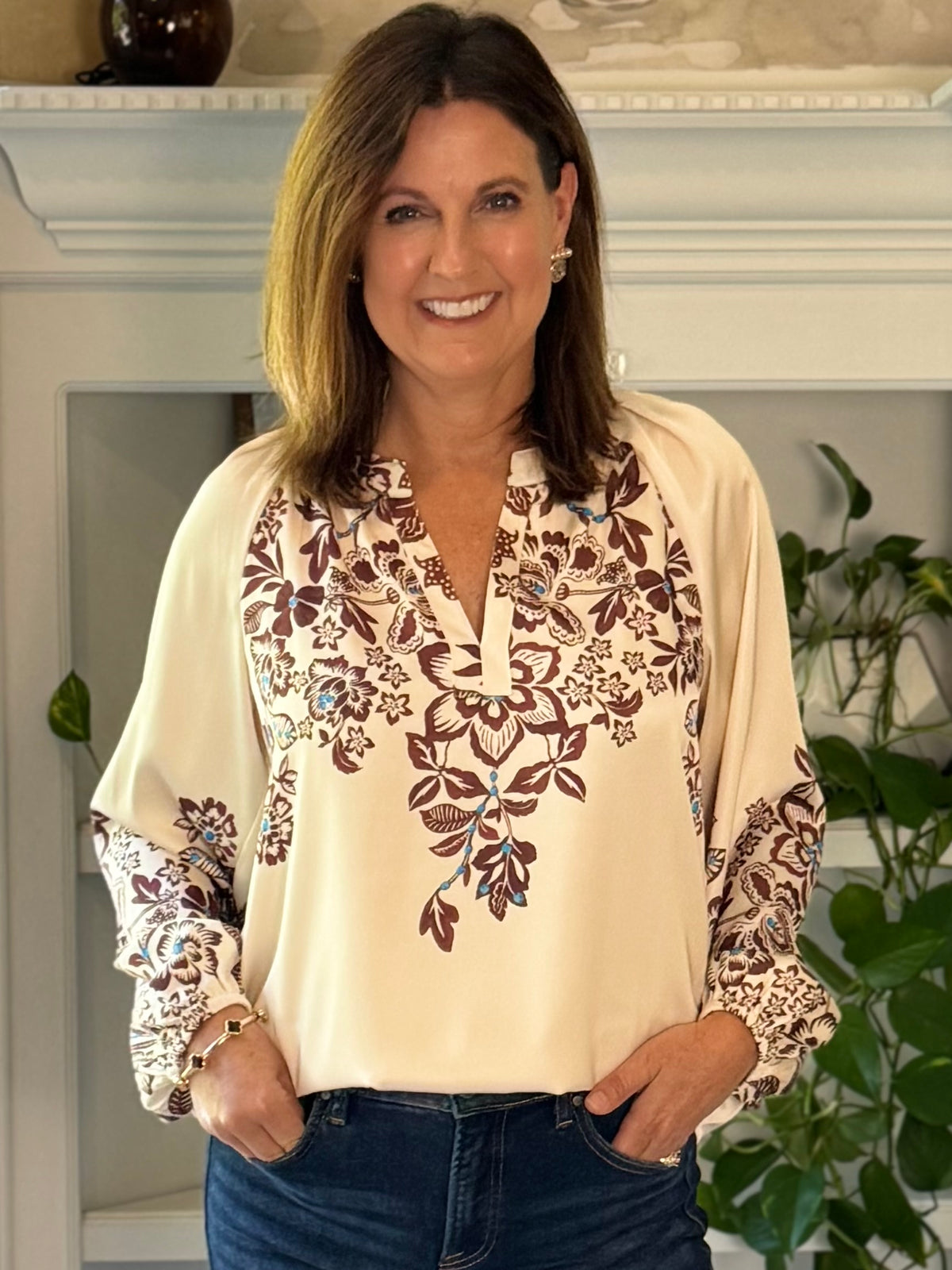 Current Air Work of Art Floral Blouse