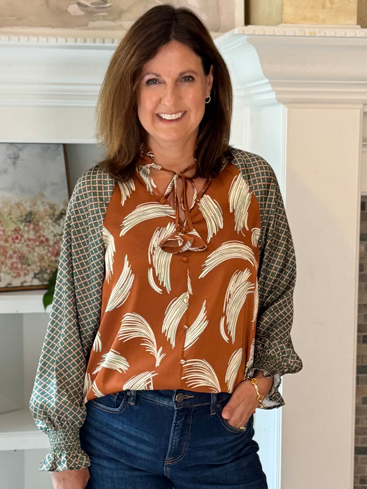 THML Signature Stroke Print Blouse