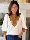 Center of Attention Contrast Top - Off-white