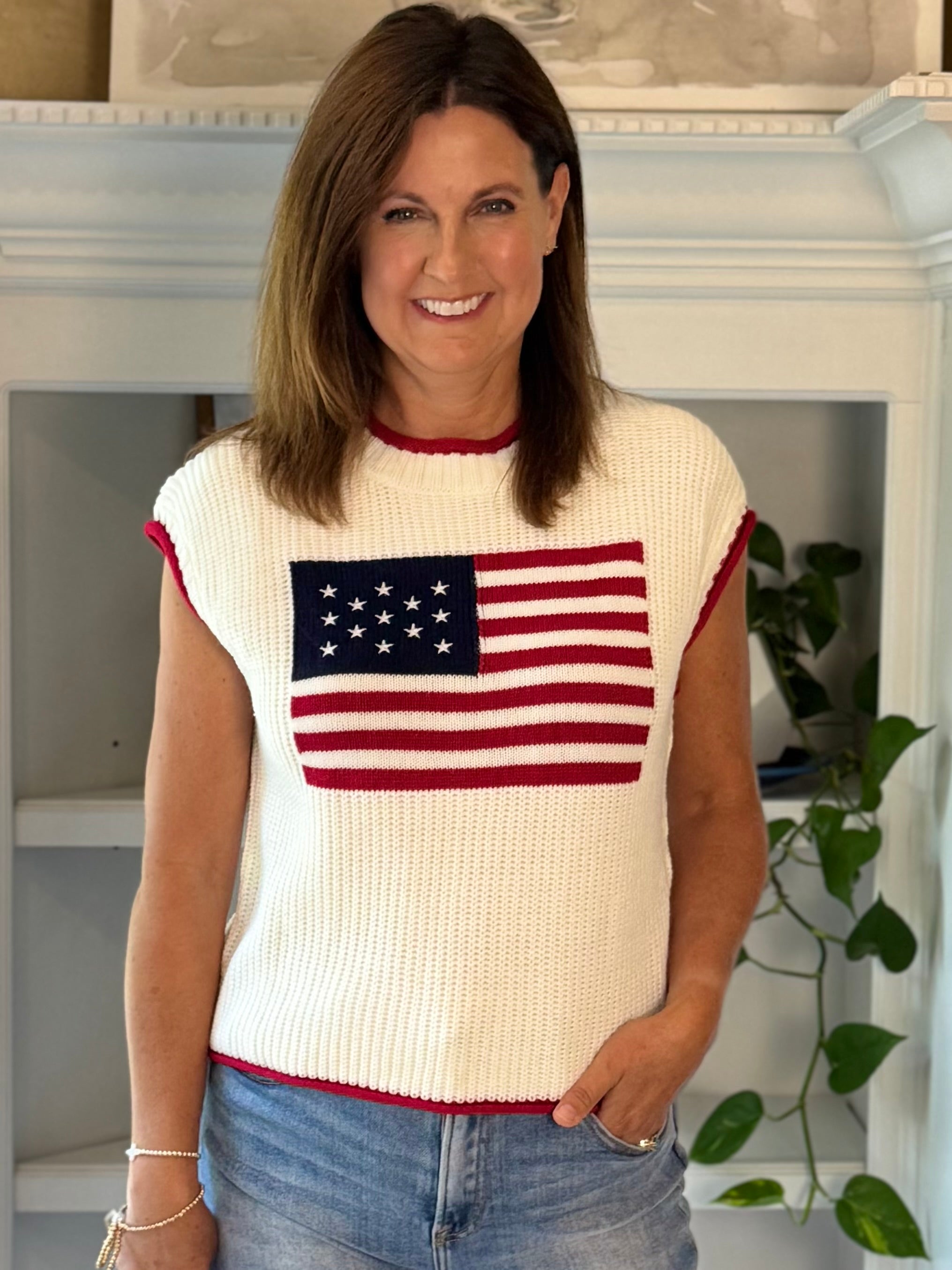 Stars & Stripes Knit Top - Off-White
